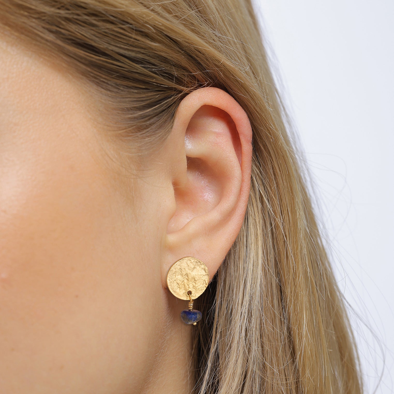 Gold - Elli | Ohrstecker Plättchen | Lapis Lazuli (Blau) | 925 Sterling Silber vergoldet