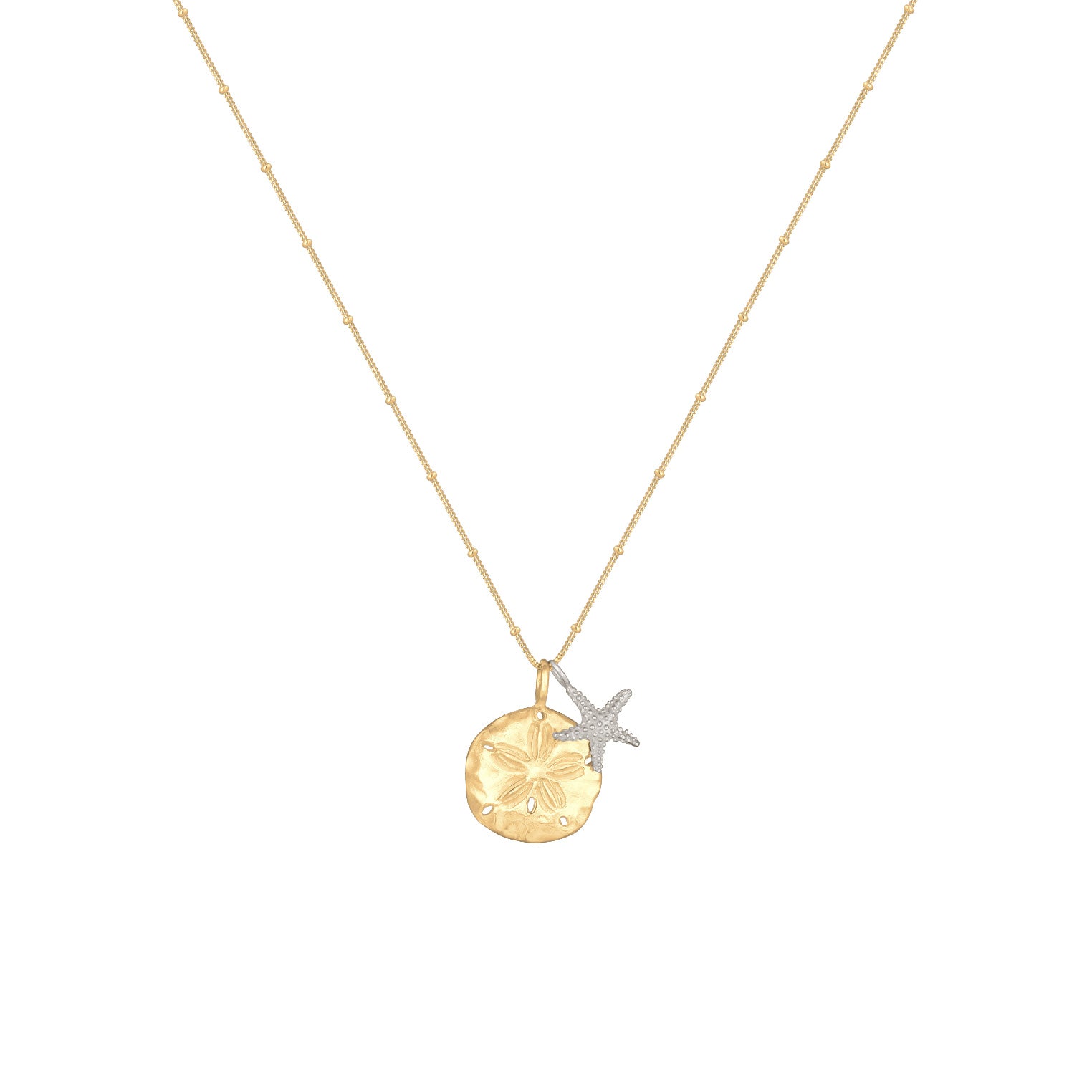 Zweifarbig - Elli | Kugel-Halskette Seestern Bicolor | 925 Sterling Silber vergoldet