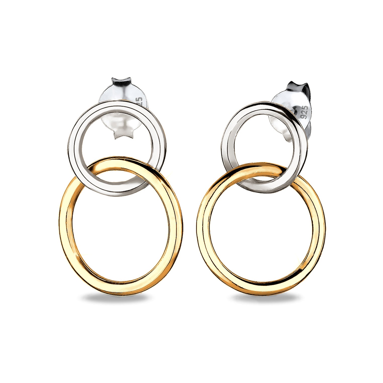 Zweifarbig - Elli | Ohrstecker Kreis Bicolor | 925 Sterling Silber