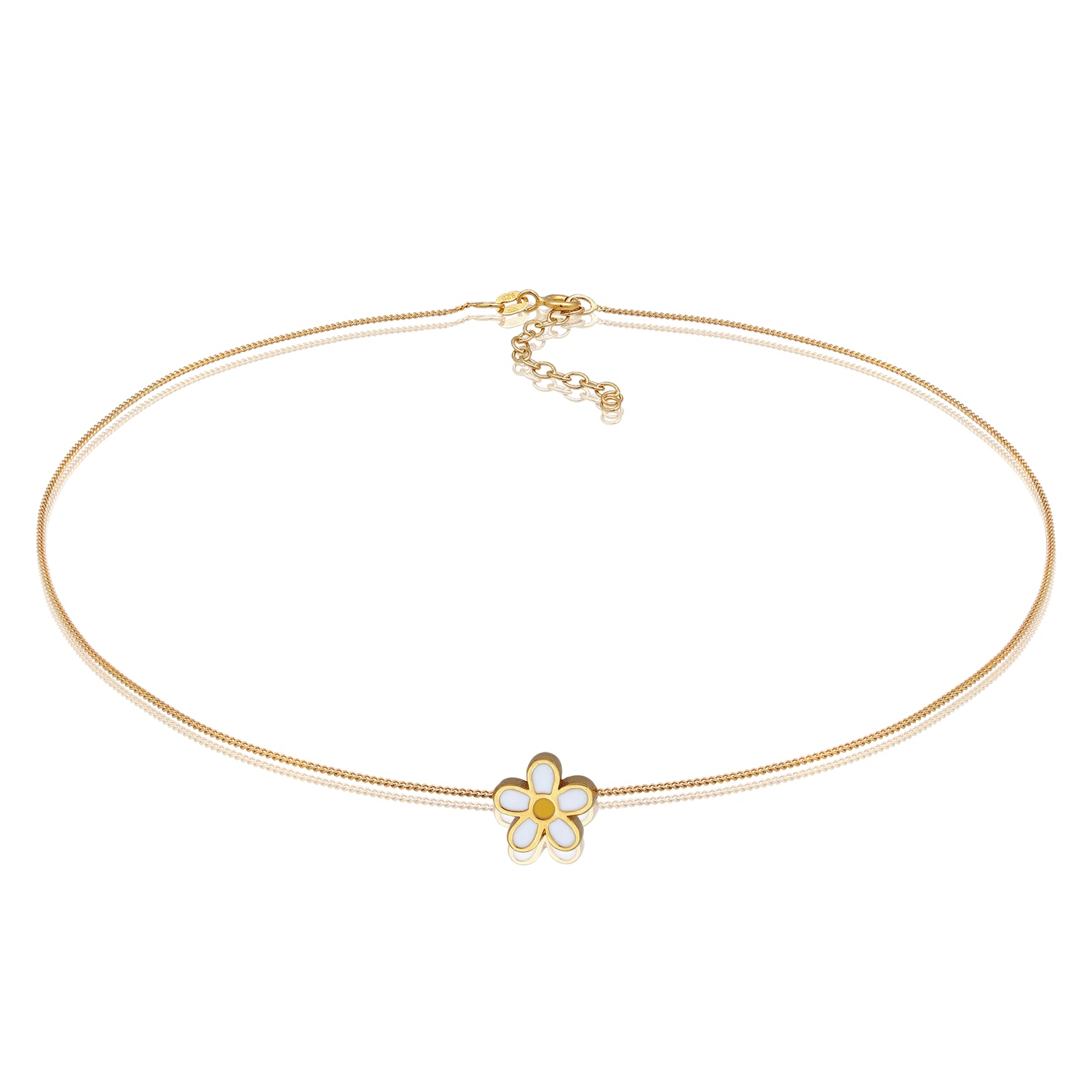 Gold - Elli | Choker Blume | Emaille (Weiß & Gelb) | Sterling Silber vergoldet