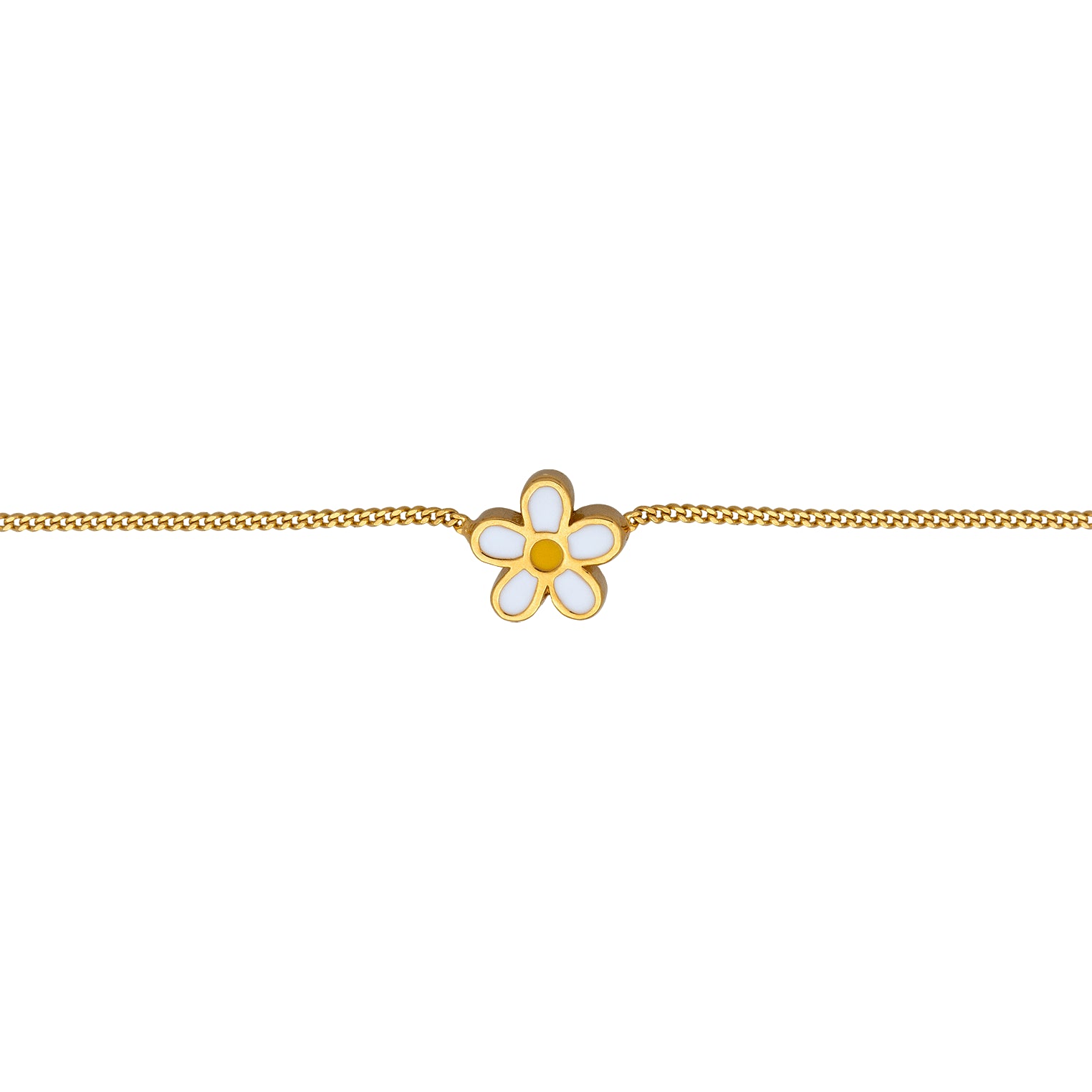 Gold - Elli | Choker Blume | Emaille (Weiß & Gelb) | Sterling Silber vergoldet