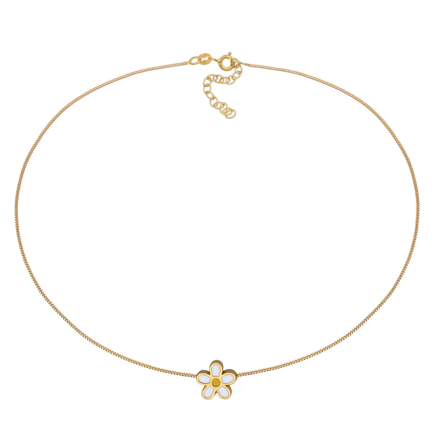 Gold - Elli | Choker Blume | Emaille (Weiß & Gelb) | Sterling Silber vergoldet