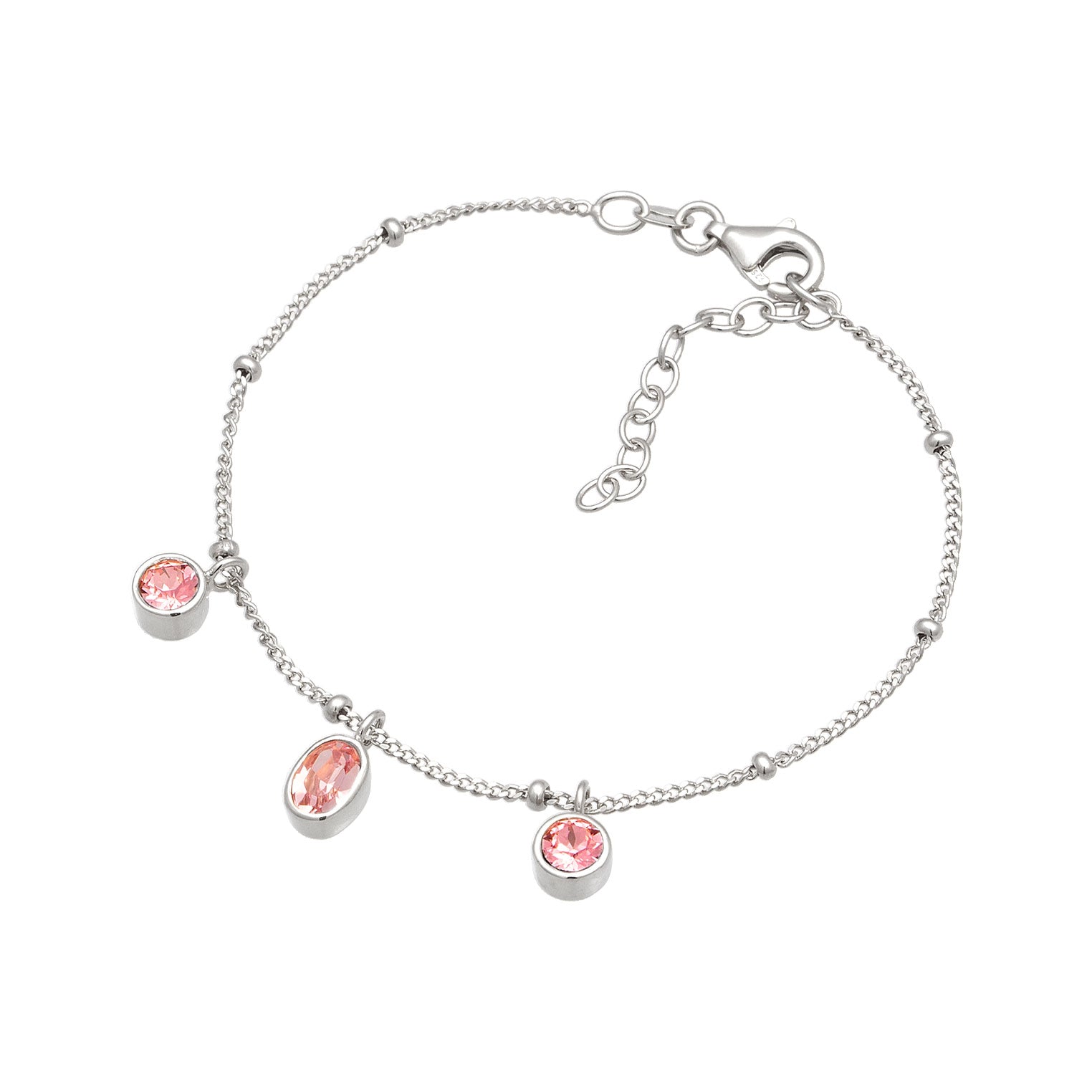 Silber - Elli | Kugel-Armband | Mit Kristallen von Swarovski® (Pink & Rose) | 925 Sterling Silber