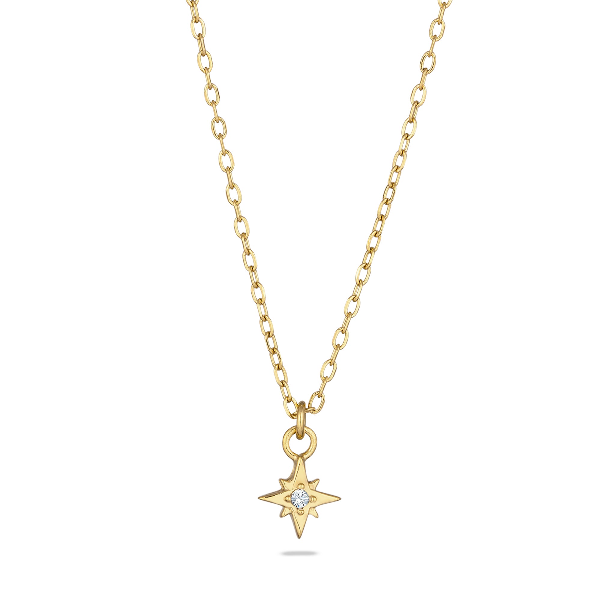 Gold - Elli | Halskette Stern | Mit Kristallen von Swarovski® (Weiß) | 925 Sterling Silber vergoldet