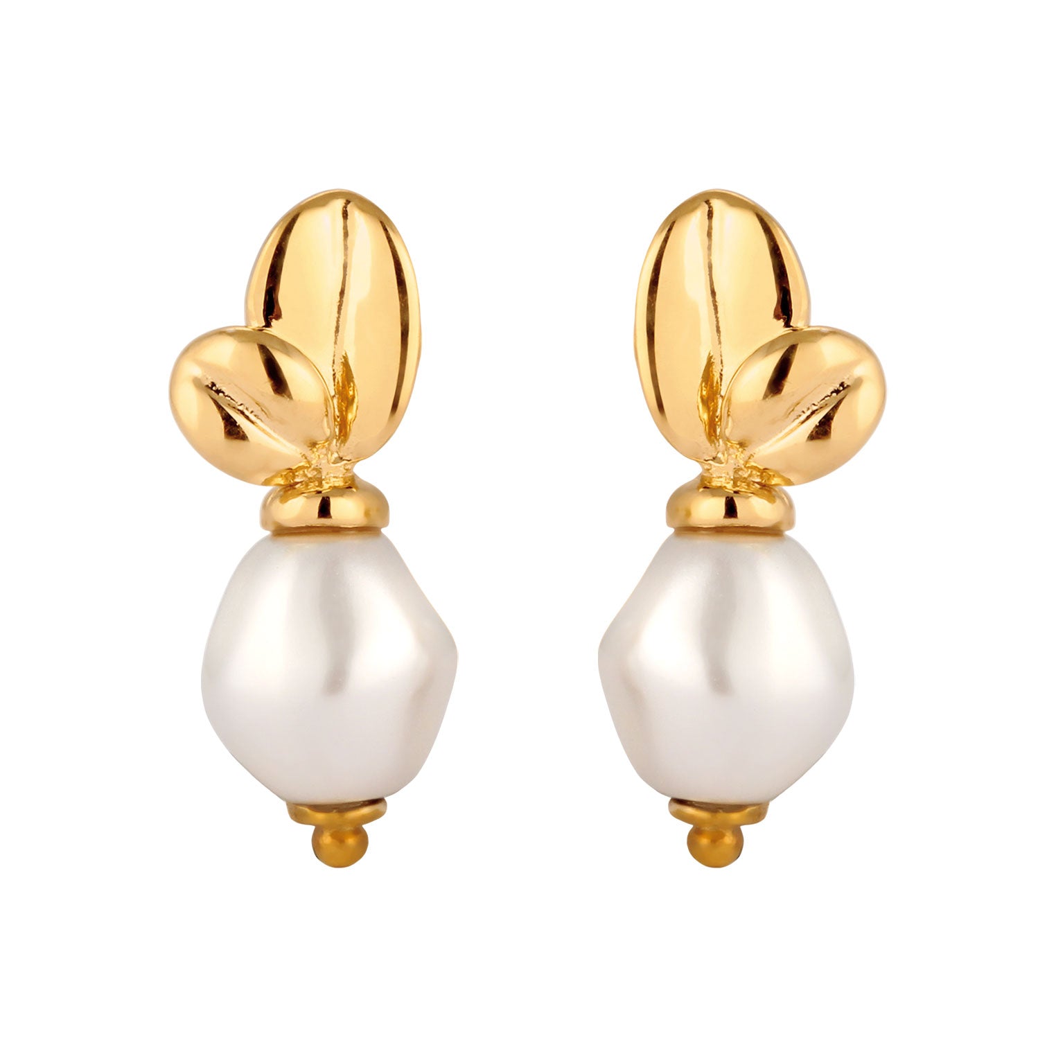 Gold - Elli PREMIUM | Ohrstecker Blume | Synthetische Perle (Weiß) | 925 Sterling Silber vergoldet