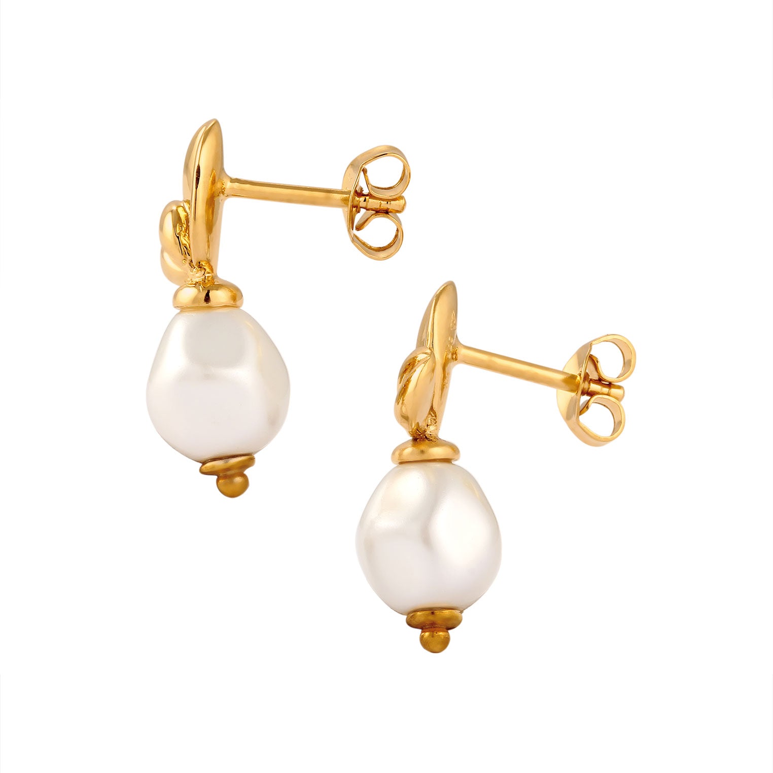 Gold - Elli PREMIUM | Ohrstecker Blume | Synthetische Perle (Weiß) | 925 Sterling Silber vergoldet