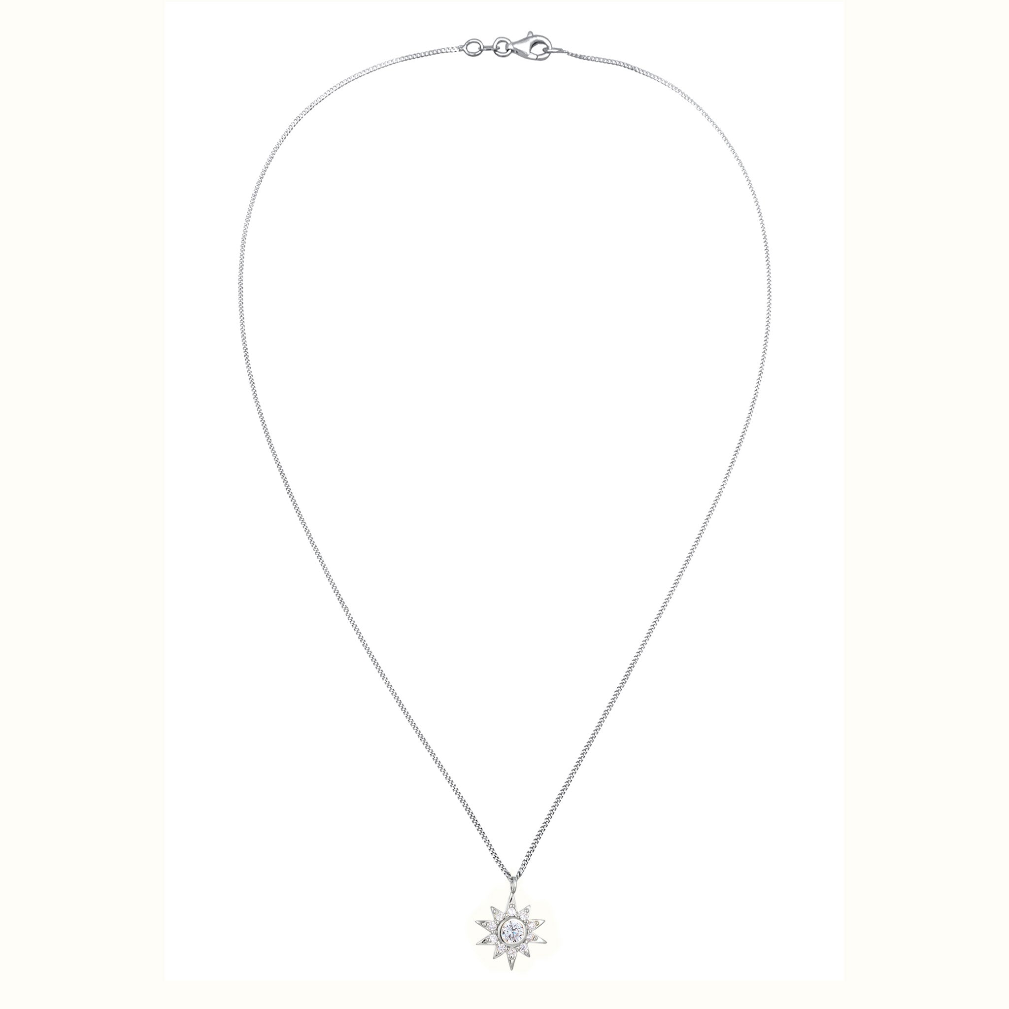 Silber - Elli | Halskette Stern | Zirkonia (Weiß) | 925 Sterling Silber