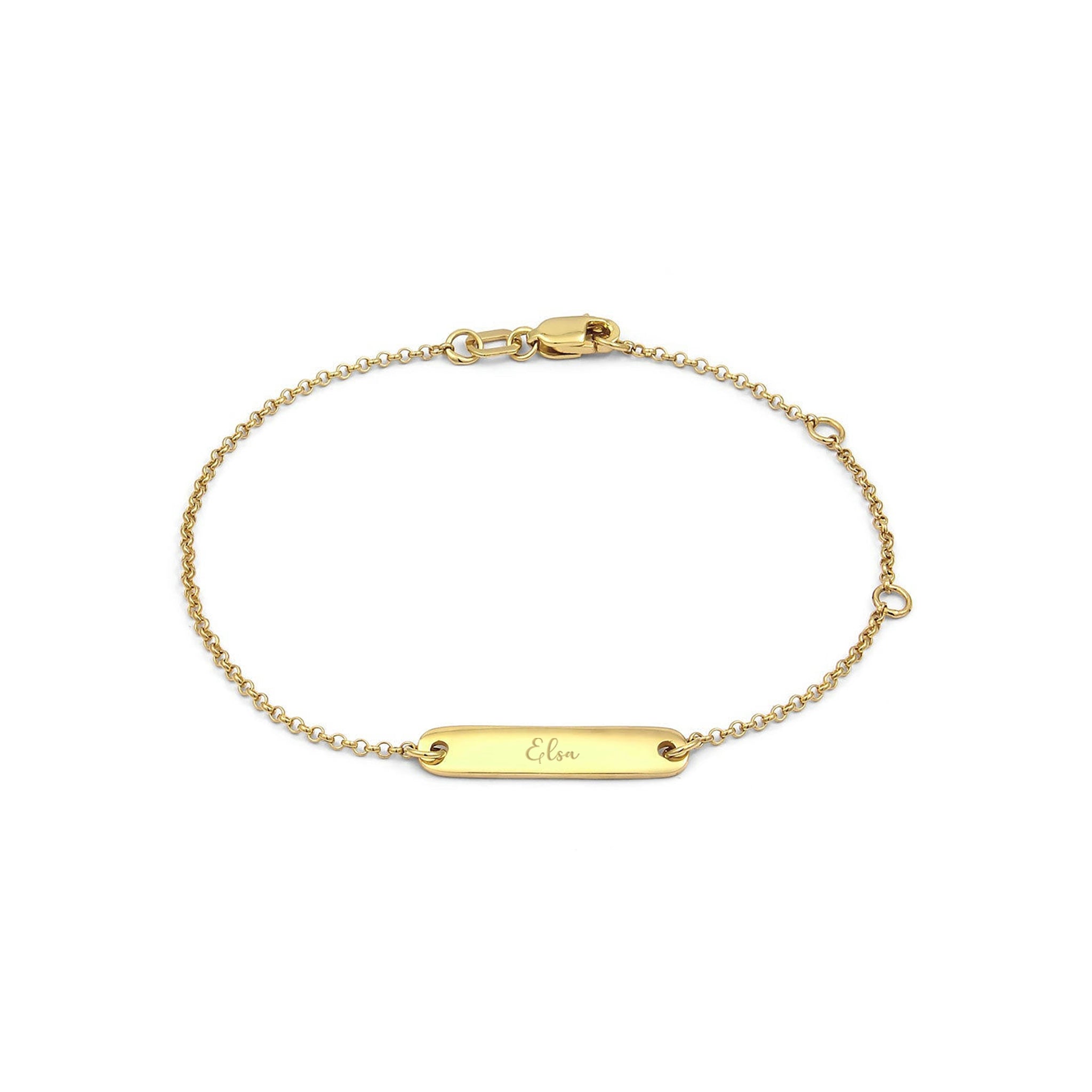 Gold - Elli PREMIUM | Gravur Armband | Plättchen | 375 Gelbgold