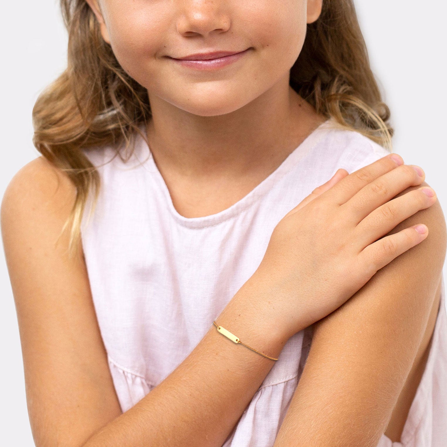 Gold - Elli PREMIUM | Gravur Armband | Plättchen | 375 Gelbgold