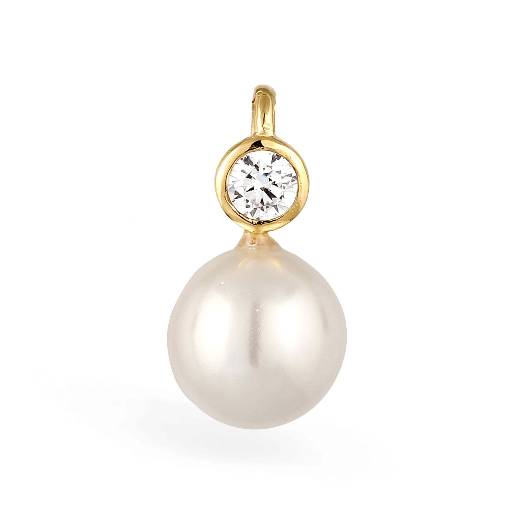 Gold - Nenalina | Anhänger | Zirkonia & Muschelperle (Weiß) | 925 Sterling Silber vergoldet
