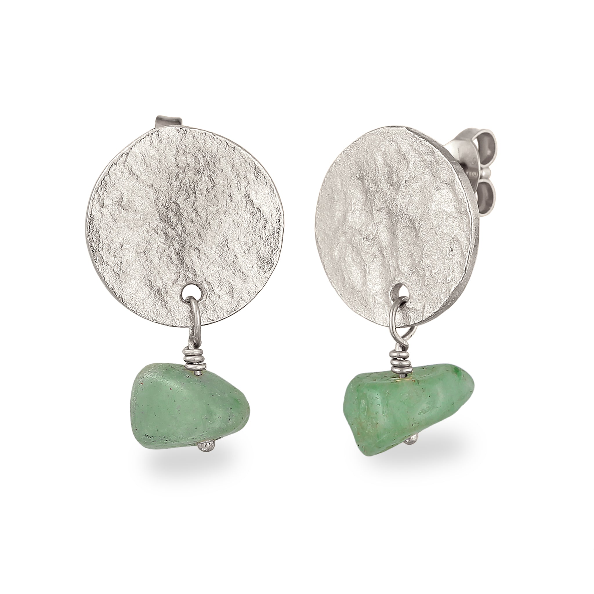 Silber - Elli PREMIUM | Ohrstecker Kreis | Aventurin (Grün) | 925 Sterling Silber