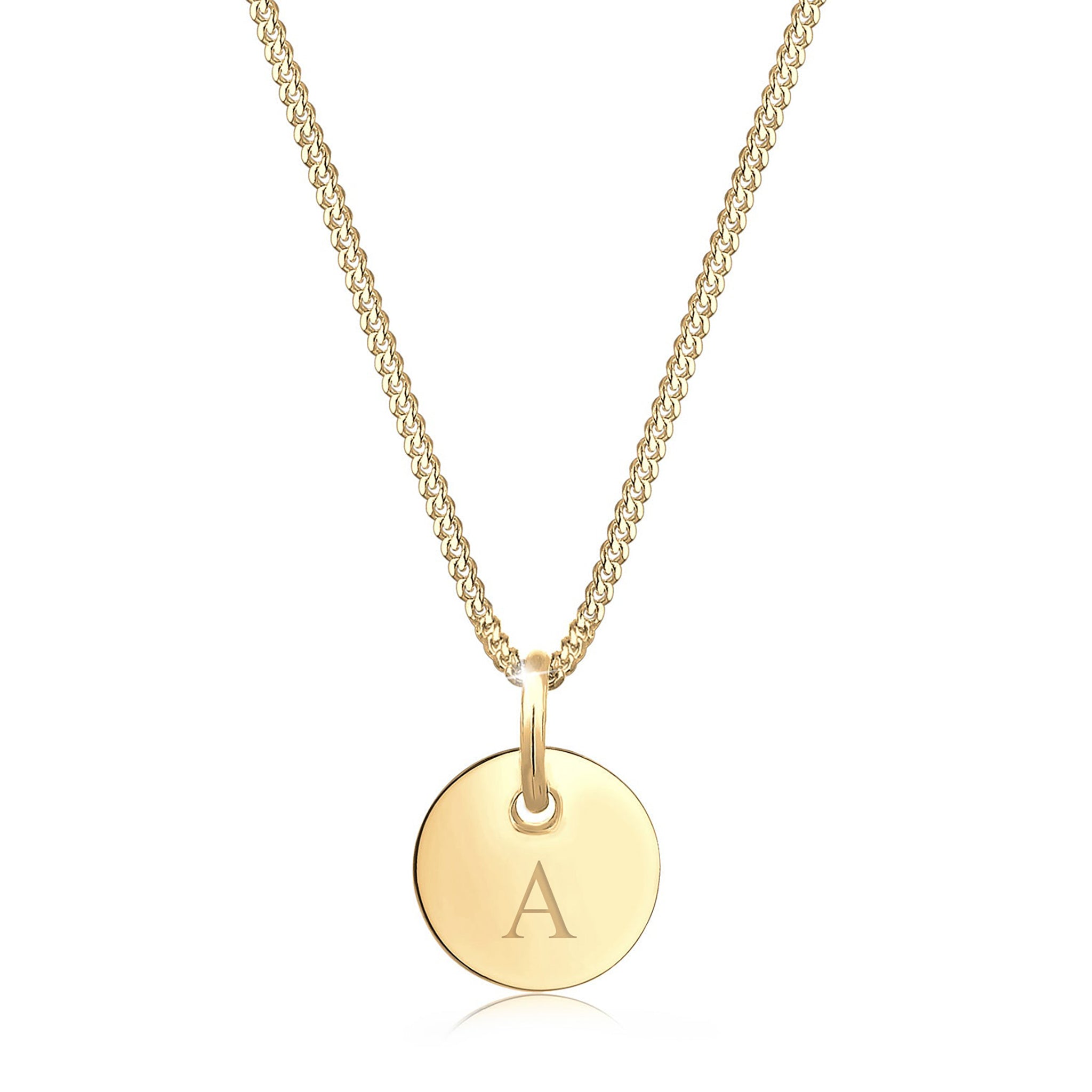 Gold - Elli | Halskette | Gravur Plättchen | 925er Sterling Silber vergoldet