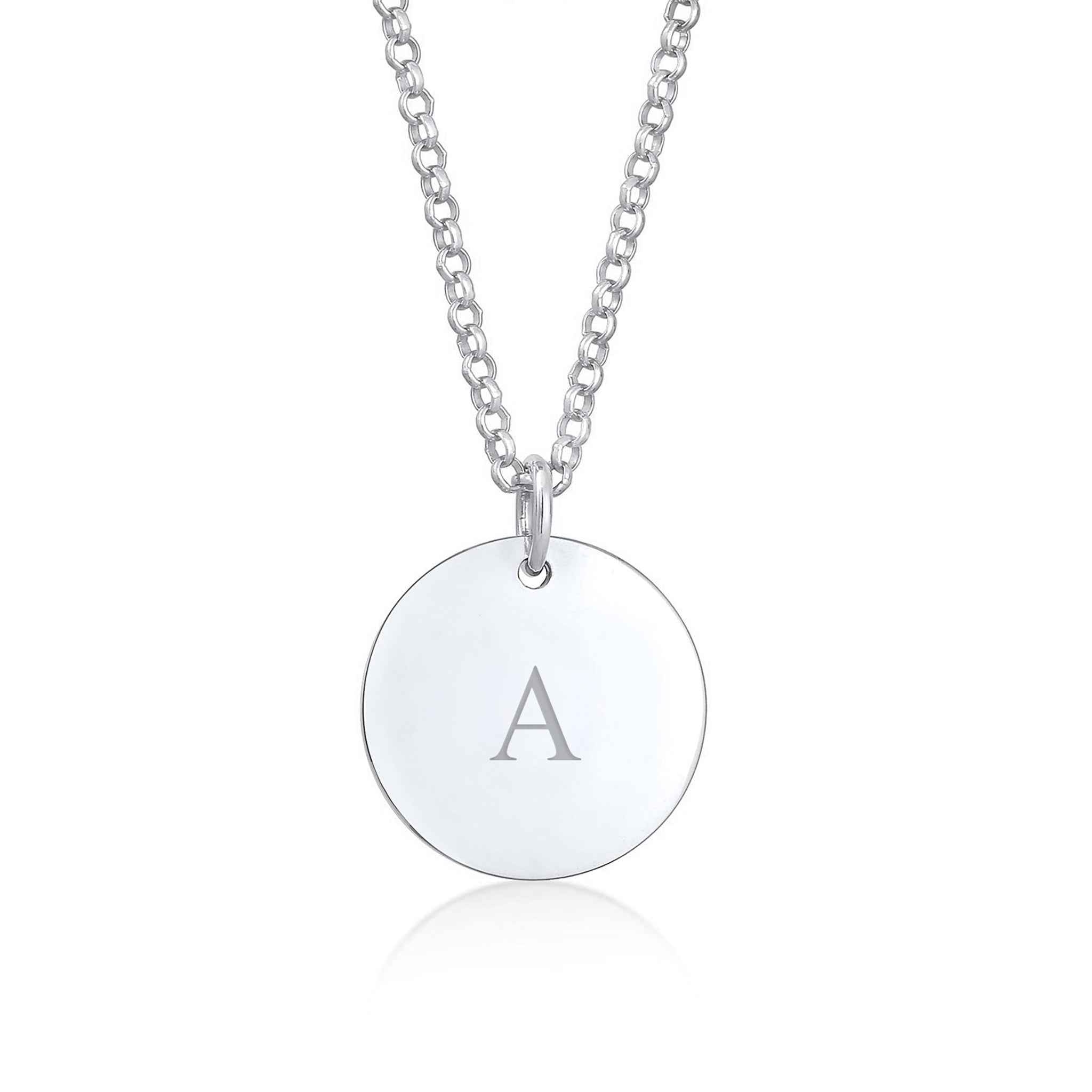 Silber - Elli | Halskette | Gravur Plättchen | 925er Sterling Silber