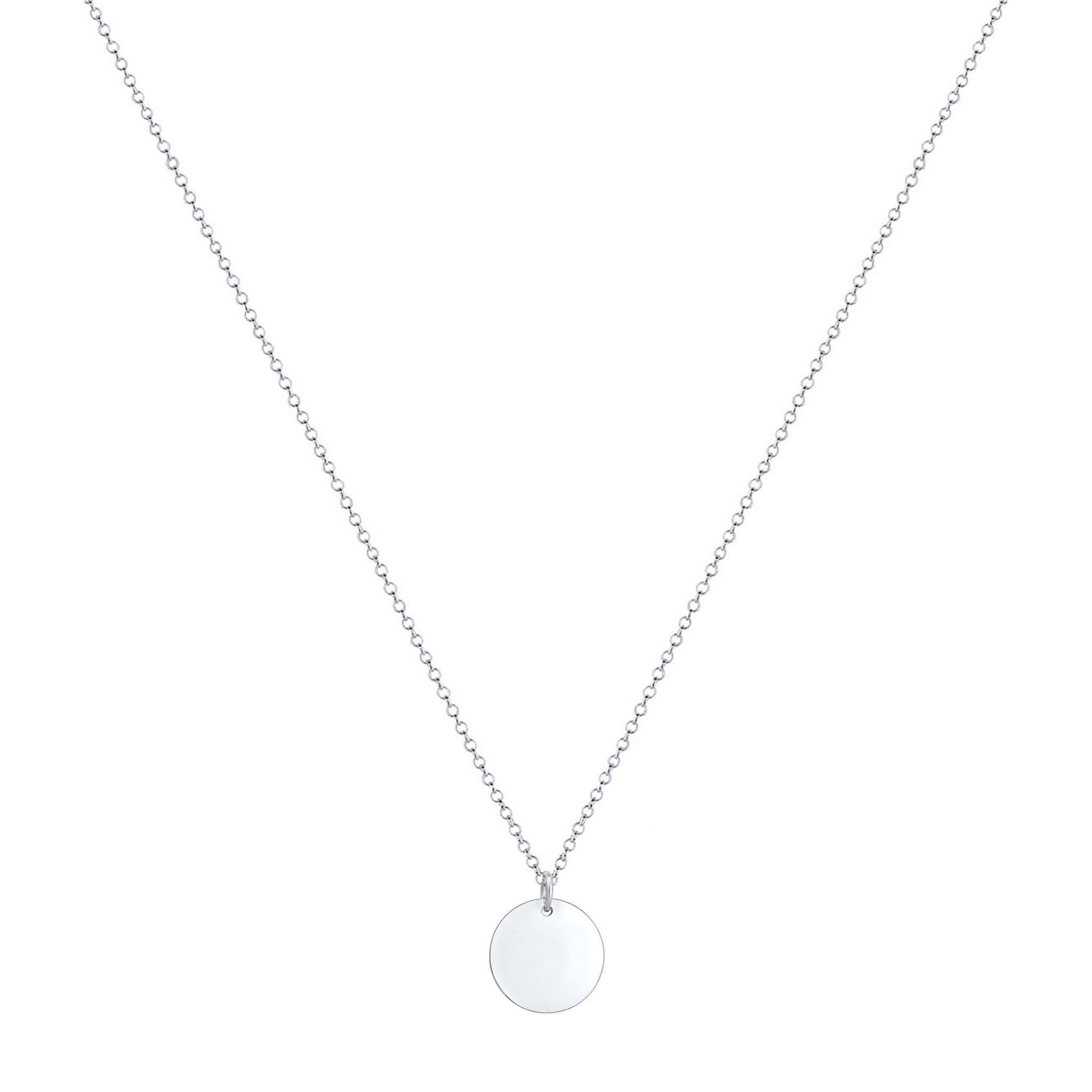 Silber - Elli | Halskette | Gravur Plättchen | 925er Sterling Silber