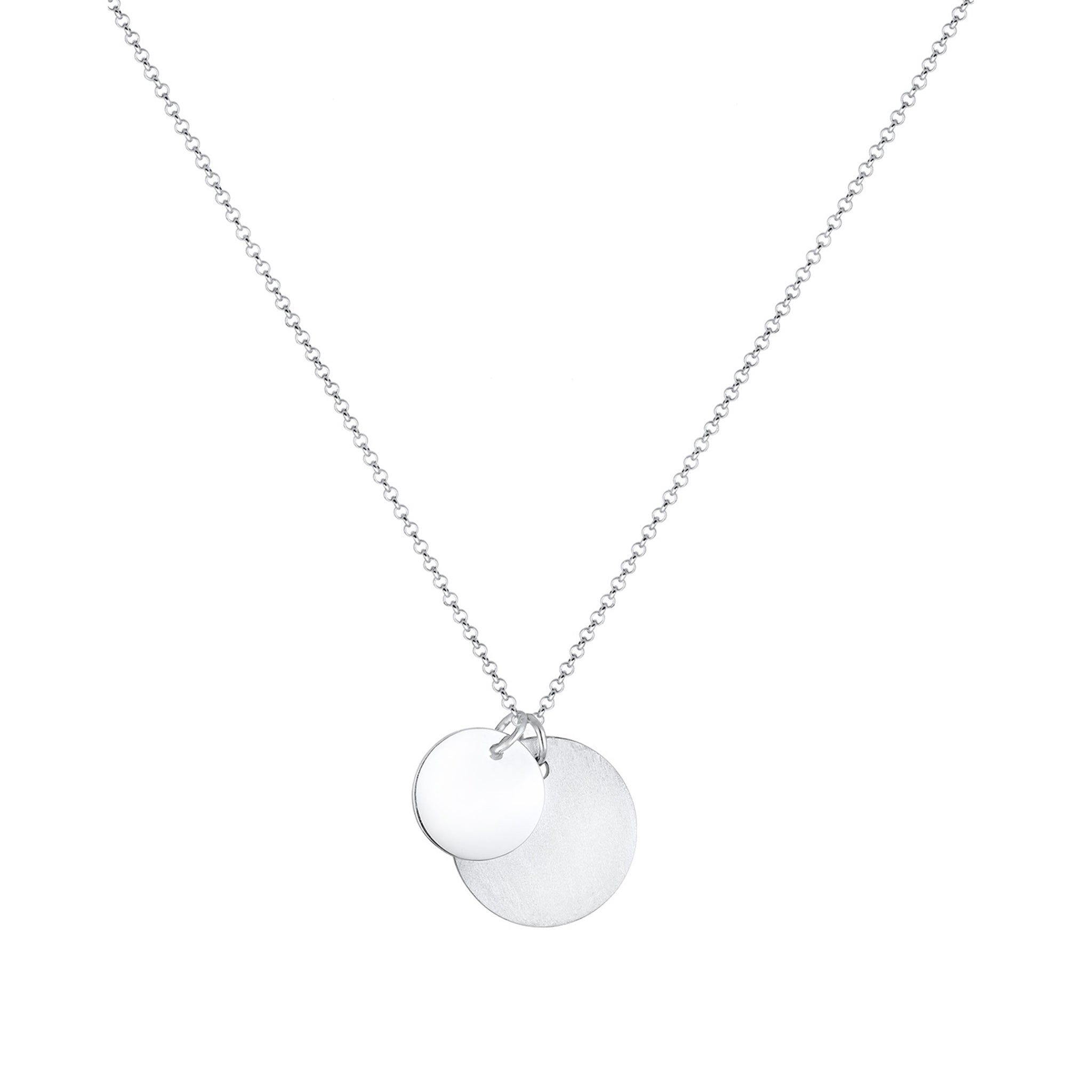 Silber - Elli | Halskette | Gravur Plättchen Matt | 925er Sterling Silber