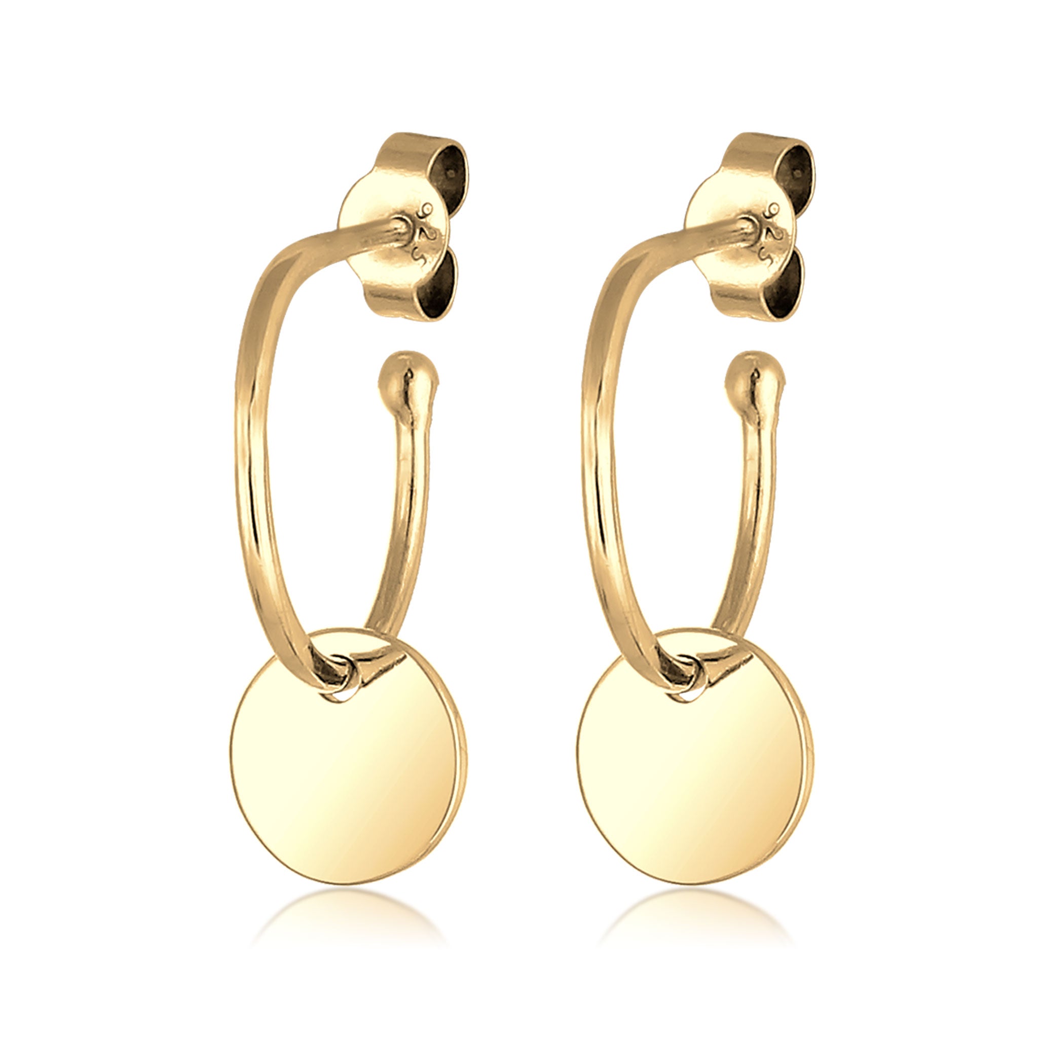 Gold - Elli | Creolen | Gravur Plättchen | 925 Sterling Silber vergoldet