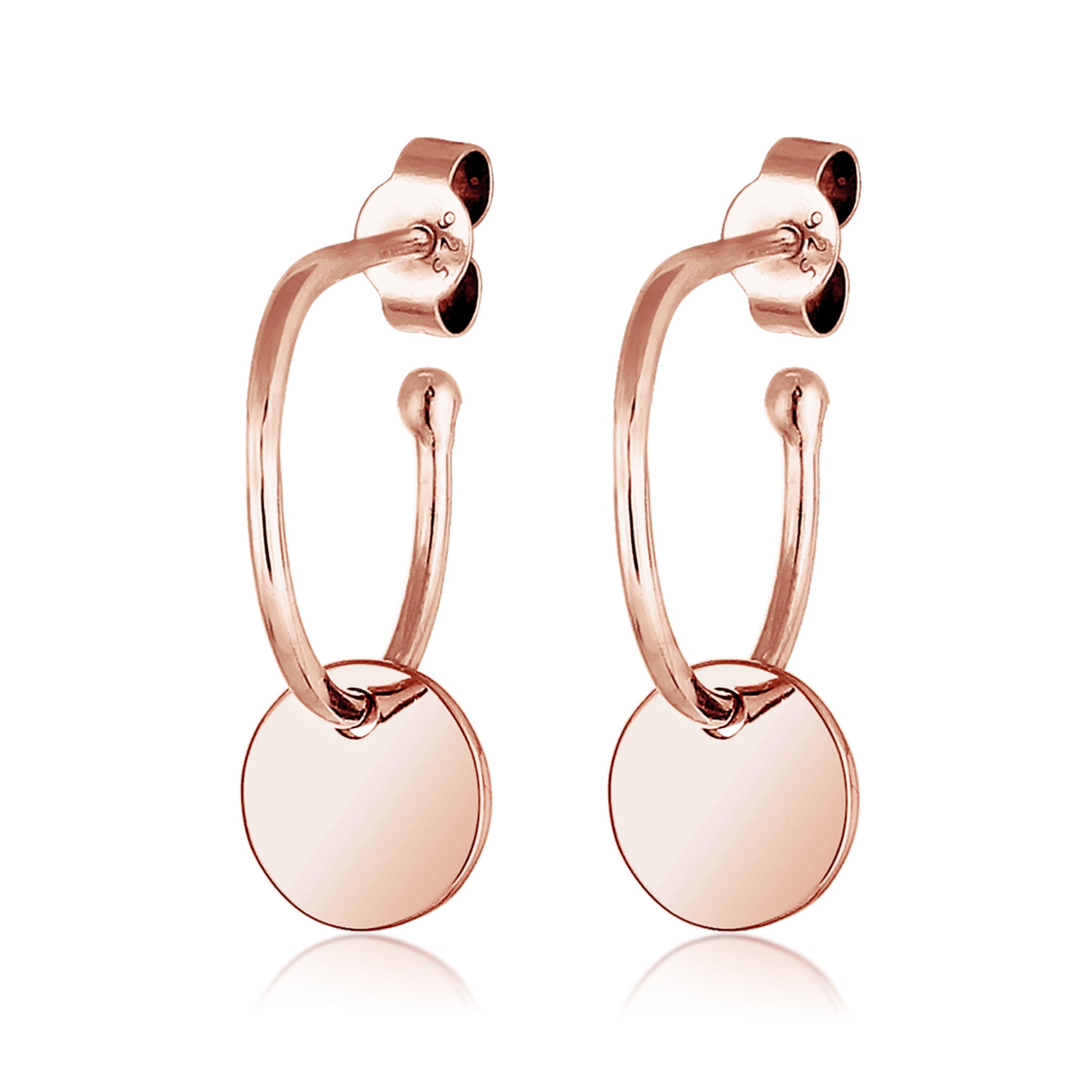 Roségold - Elli | Creolen | Gravur Plättchen | 925 Sterling Silber rose-vergoldet