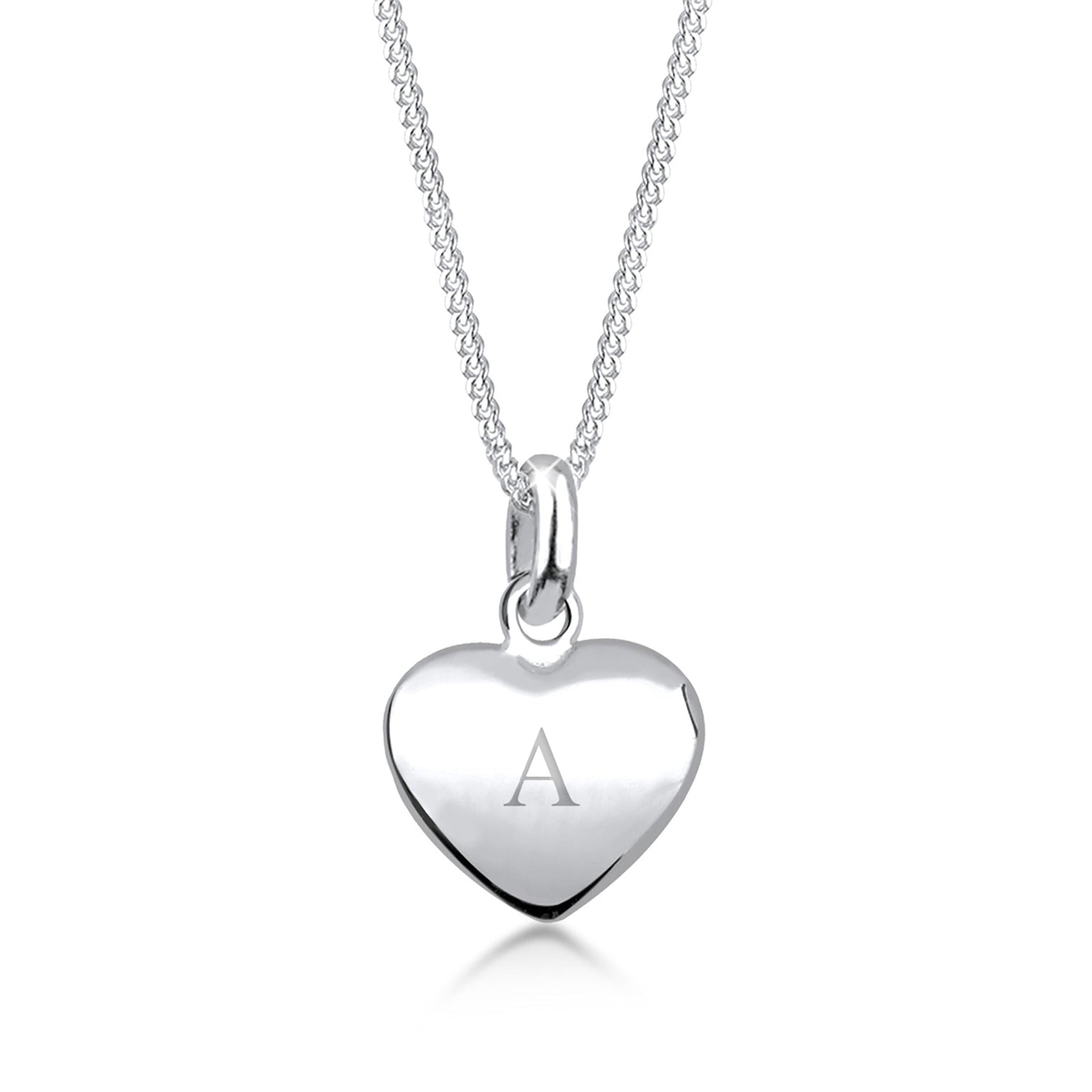 Silber - Elli | Halskette | Gravur Herz Anhänger | 925 Sterling Silber