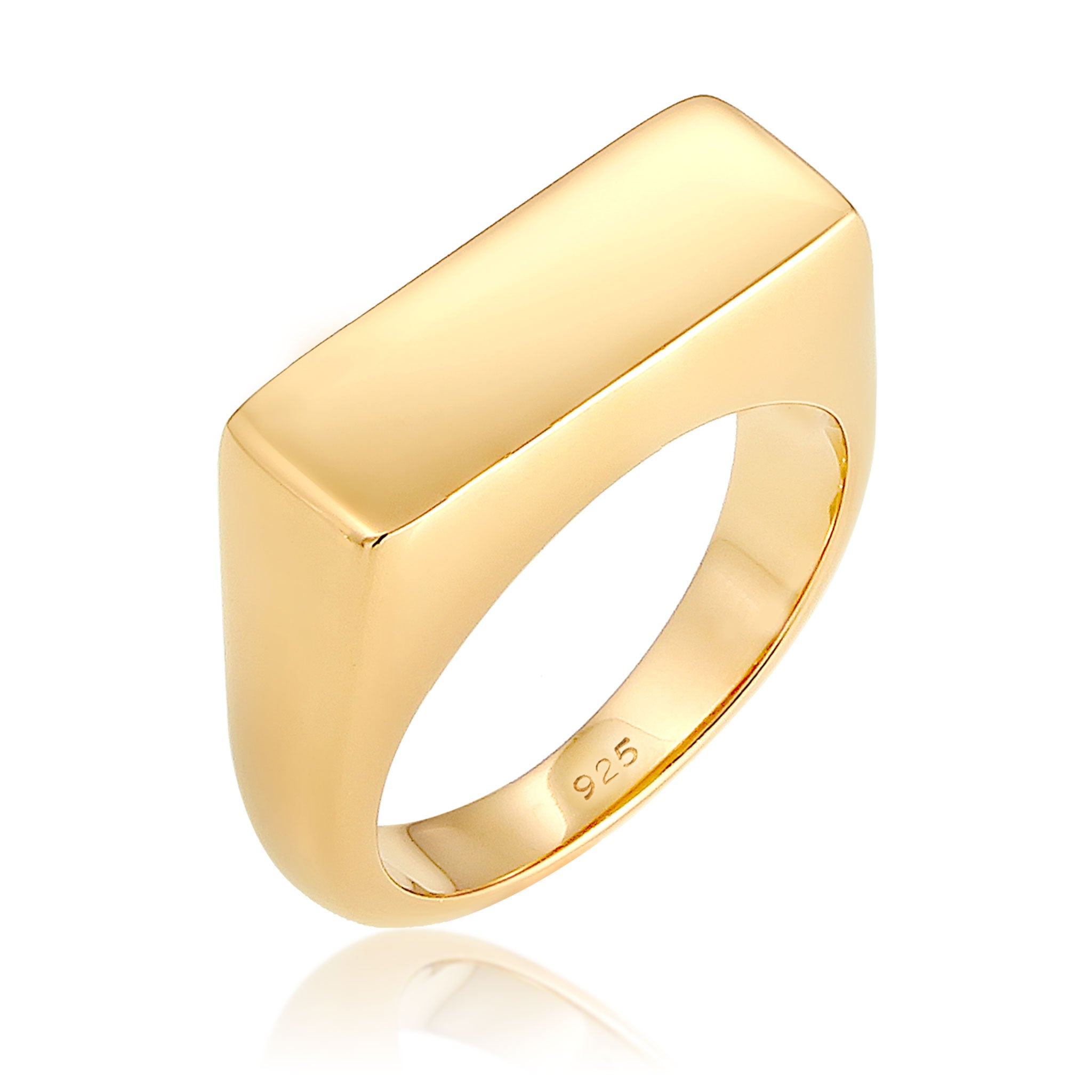 Gold - Elli | Siegelring | Gravurplatte | 925 Sterling Silber vergoldet