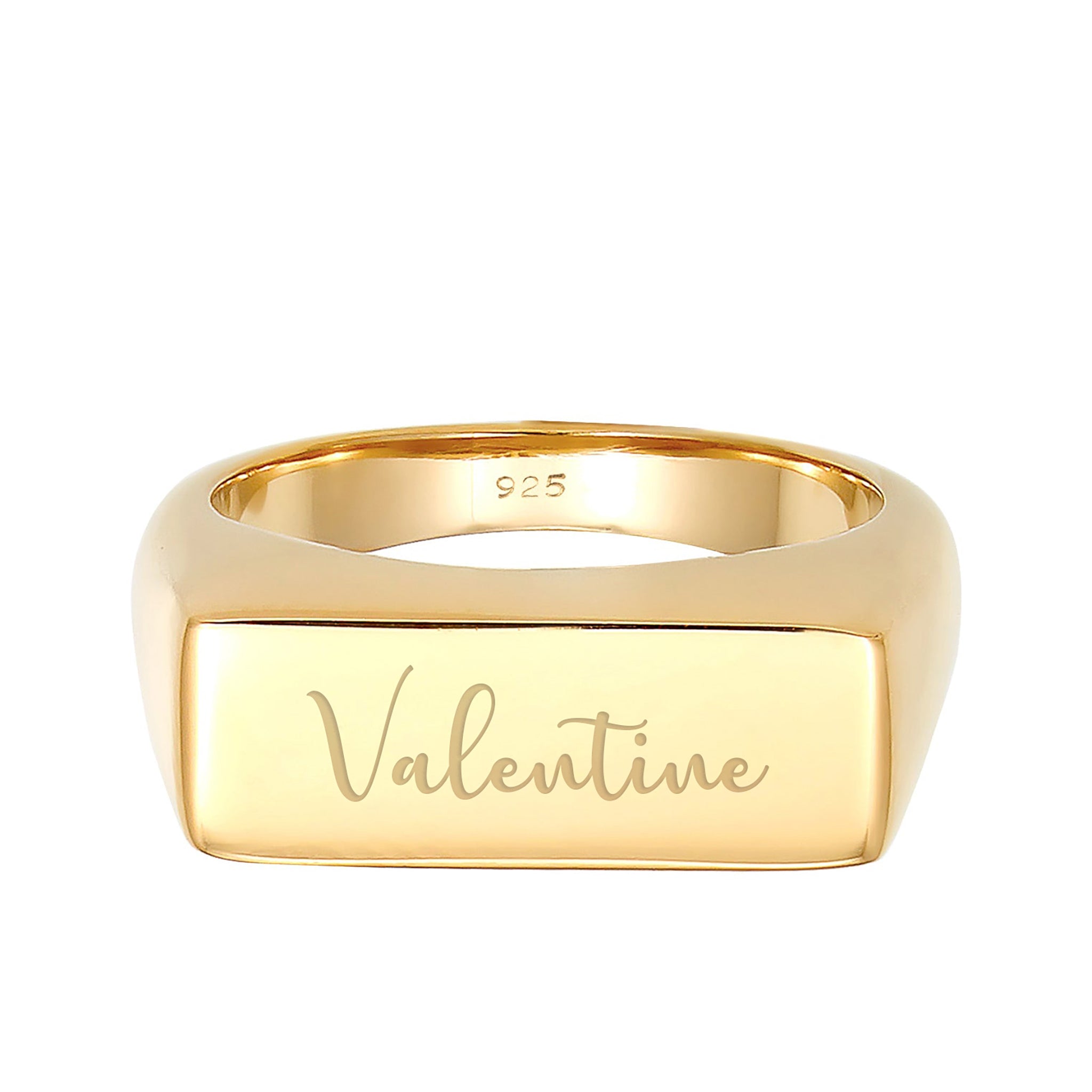 Gold - Elli | Siegelring | Gravurplatte | 925 Sterling Silber vergoldet