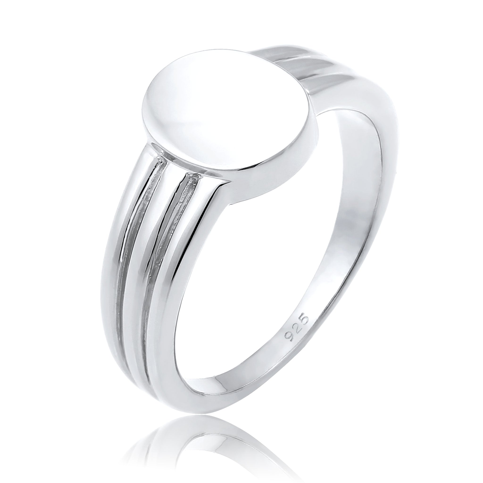 Silber - Elli | Siegelring Oval | Gravur Platte | 925 Silber
