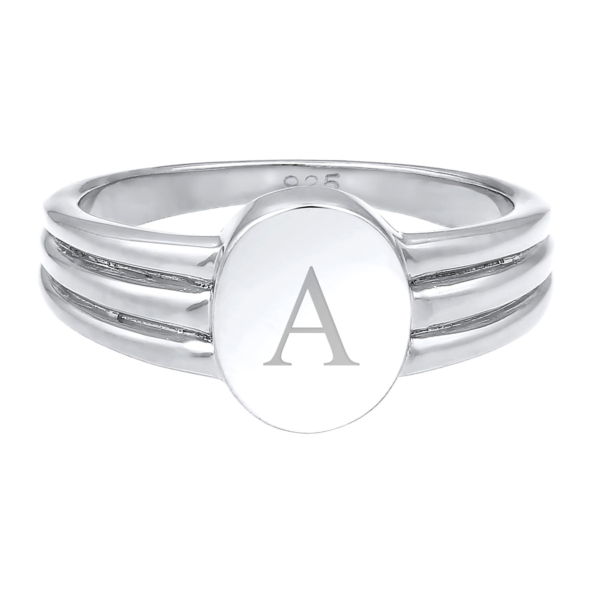 Silber - Elli | Siegelring Oval | Gravur Platte | 925 Silber