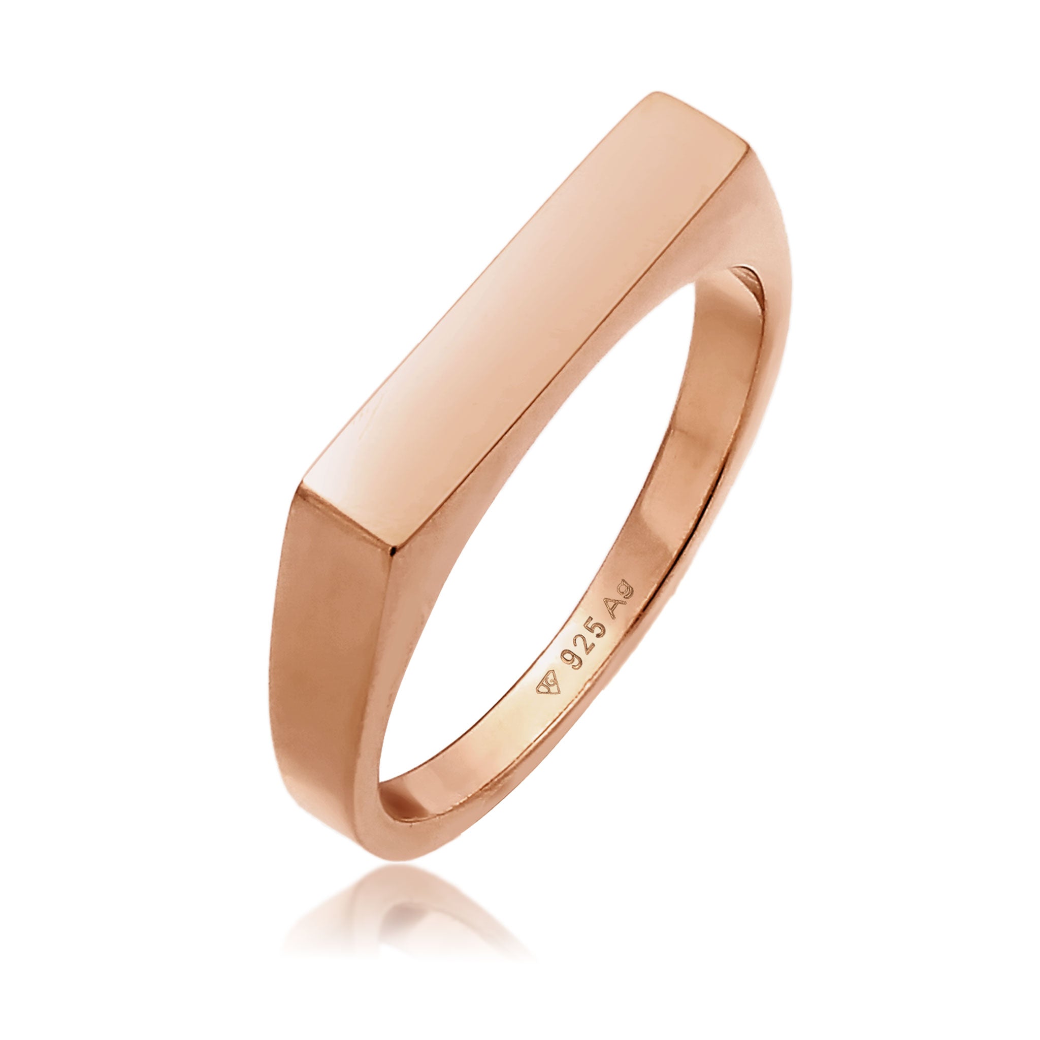 Roségold - Elli | Siegelring Filigran | Gravur Platte | 925 Sterling Silber rose-vergoldet
