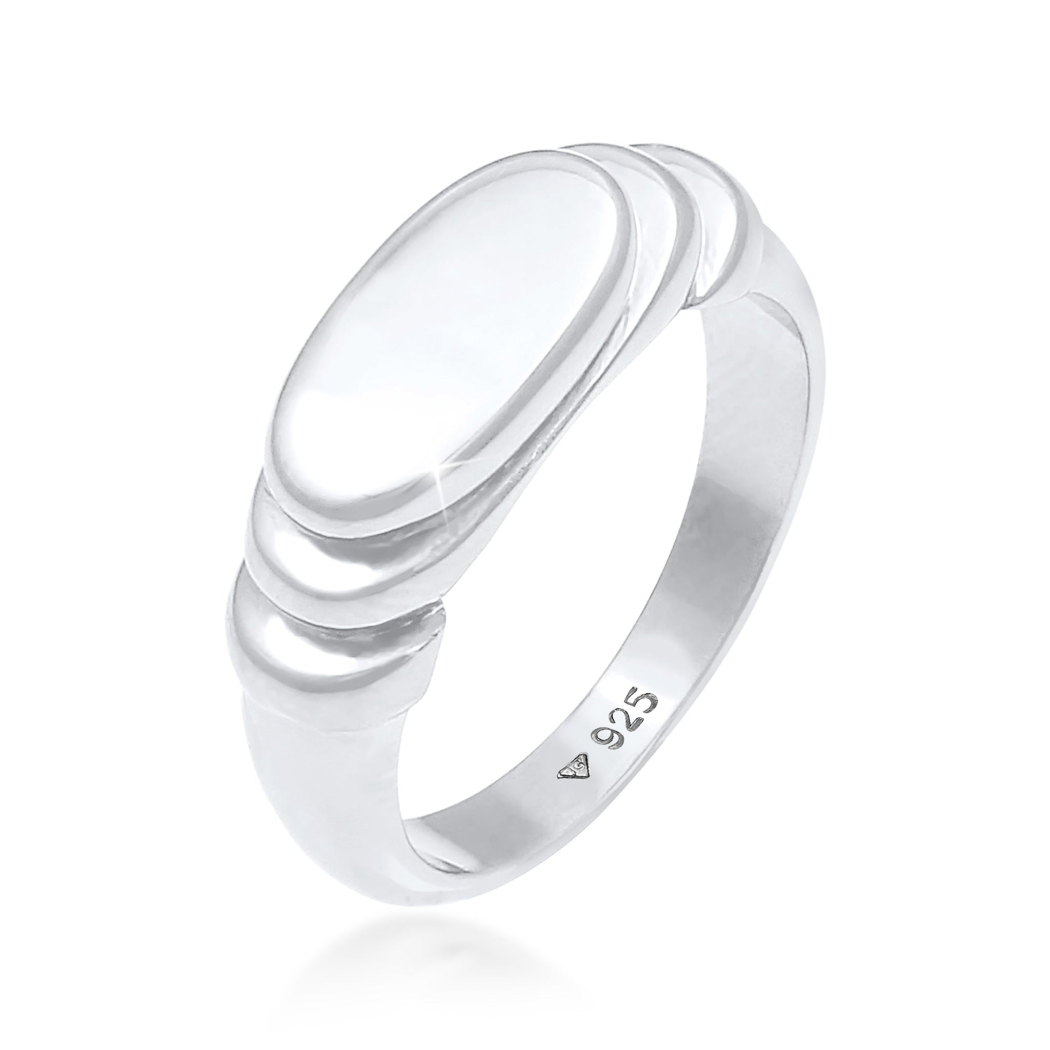 Silber - Elli | Siegelring Oval | Gravur Platte | 925 Sterling Silber