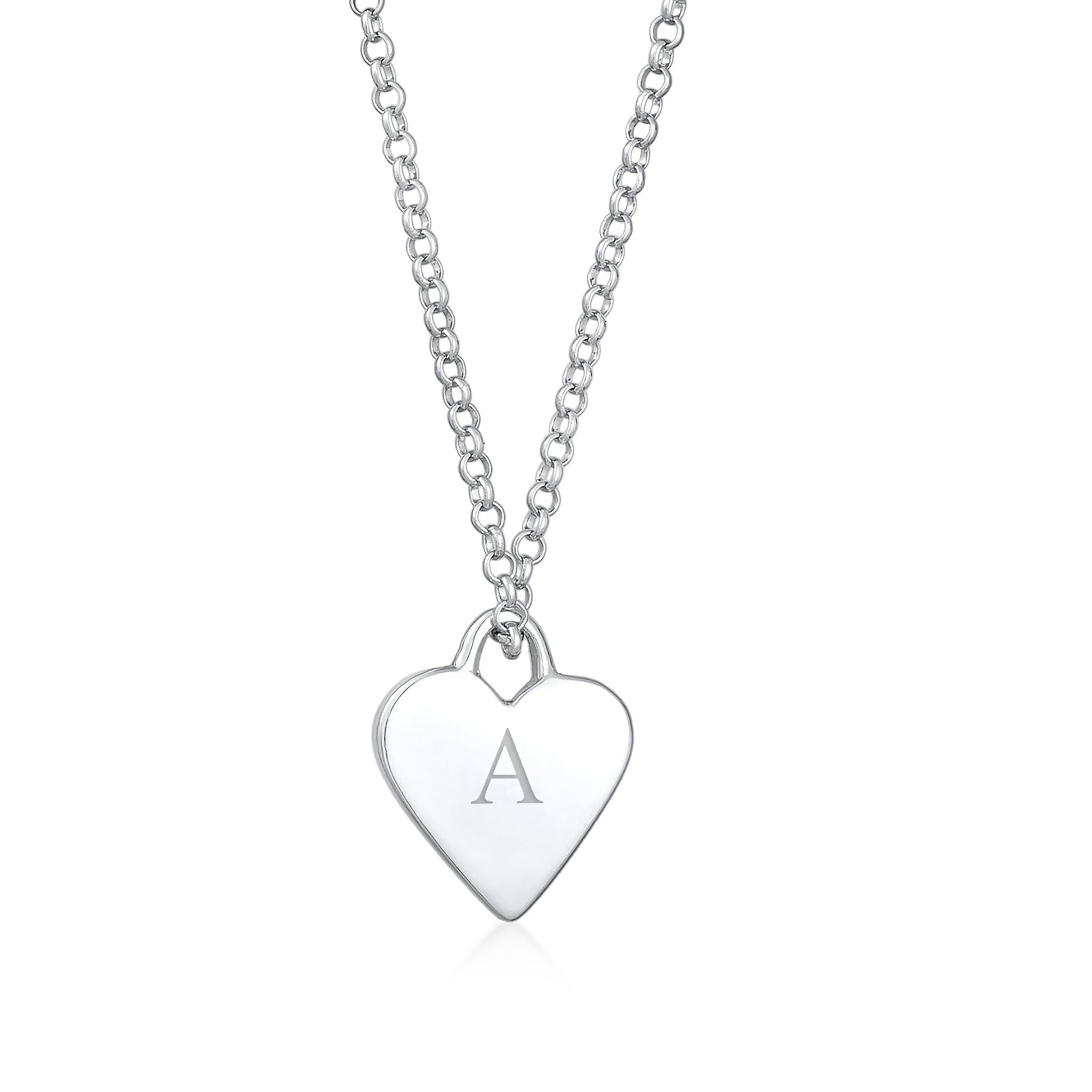 Silber - Elli | Halskette Herz | Gravur Plättchen | 925er Sterling Silber