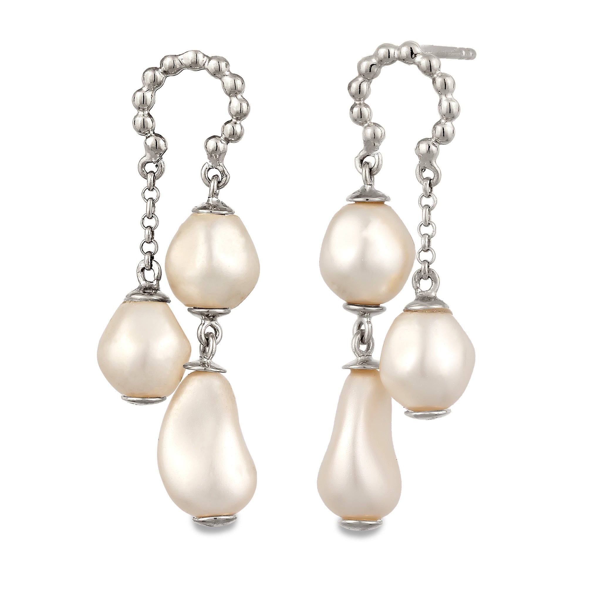 Ball Stud Earrings With Pearls from Swarovski® (White)