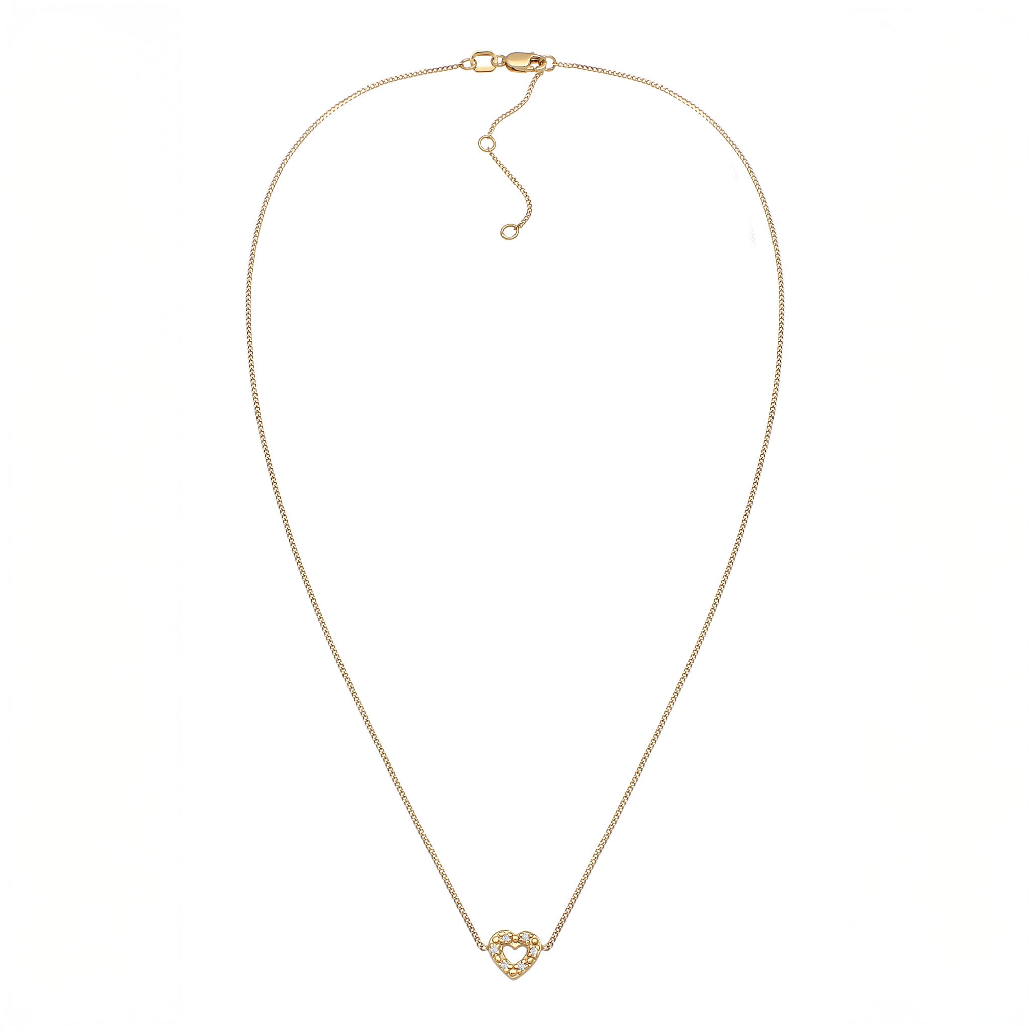 Gold - Elli DIAMONDS | Halskette Herz | Diamant (Weiß, 0.005 ct) | 375 Gelbgold
