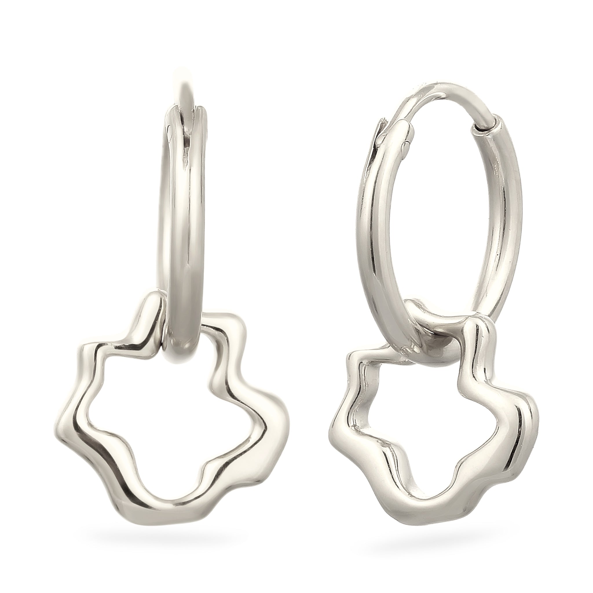Silber - Elli | Creolen Blume | 925 Sterling Silber