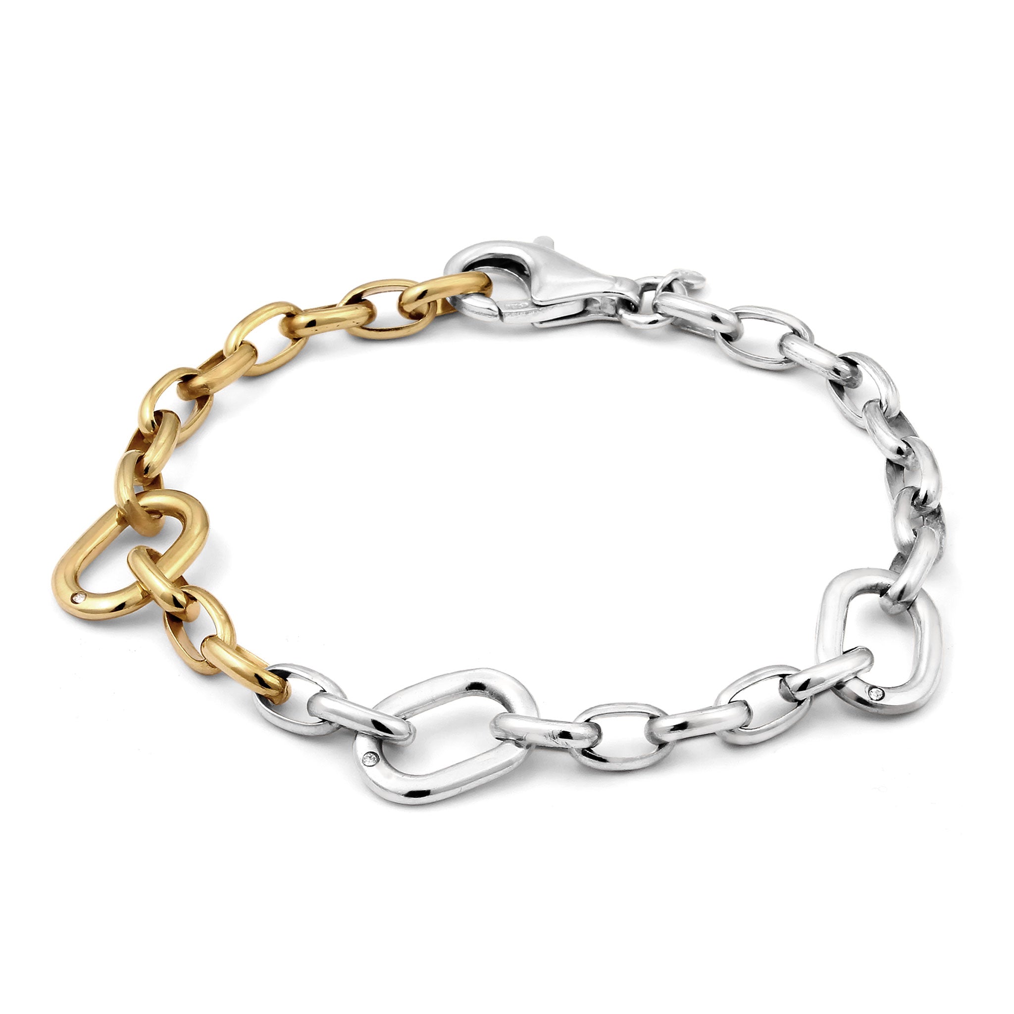 Zweifarbig - Elli | Glieder-Armband Bicolor | Mit Kristallen von Swarovski® (Weiß) | 925 Sterling Silber