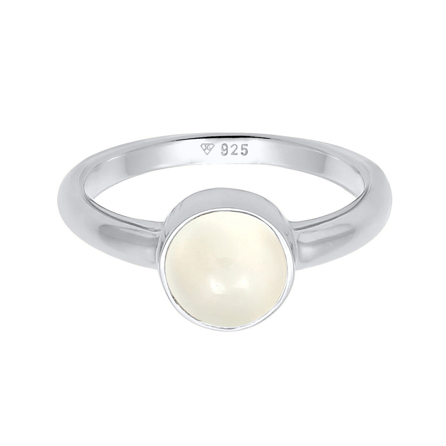 Weiß - Elli | Solitär-Ring | Mondstein ( Weiß ) | 925er Sterling Silber