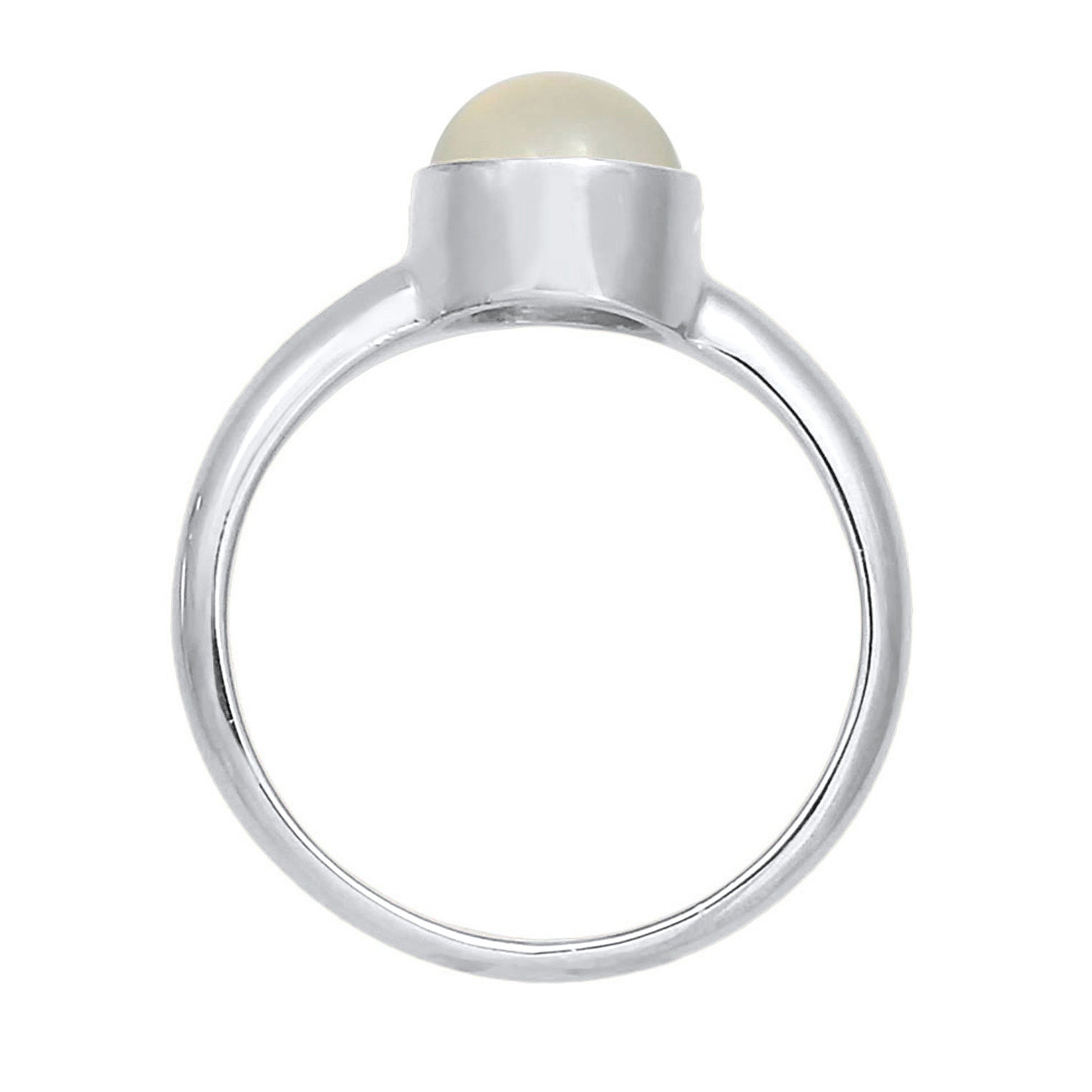 Weiß - Elli | Solitär-Ring | Mondstein ( Weiß ) | 925er Sterling Silber