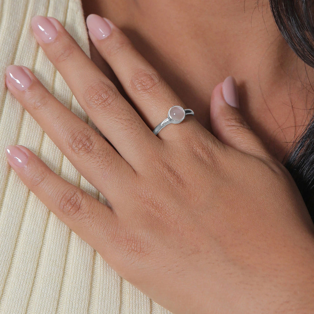 Weiß - Elli | Solitär-Ring | Mondstein ( Weiß ) | 925er Sterling Silber