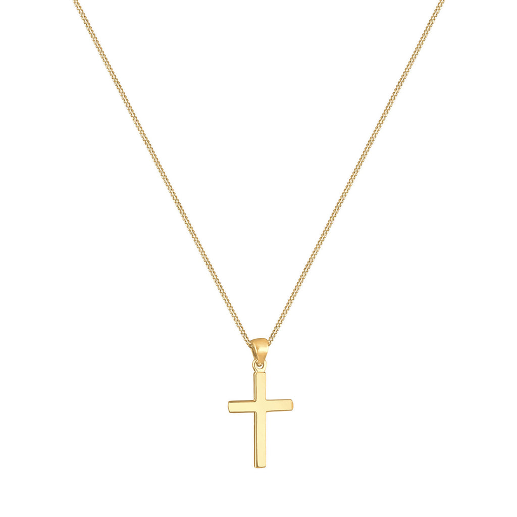 Gold - Elli | Halskette Kreuz Anhänger Basic | 925 Sterling Silber vergoldet