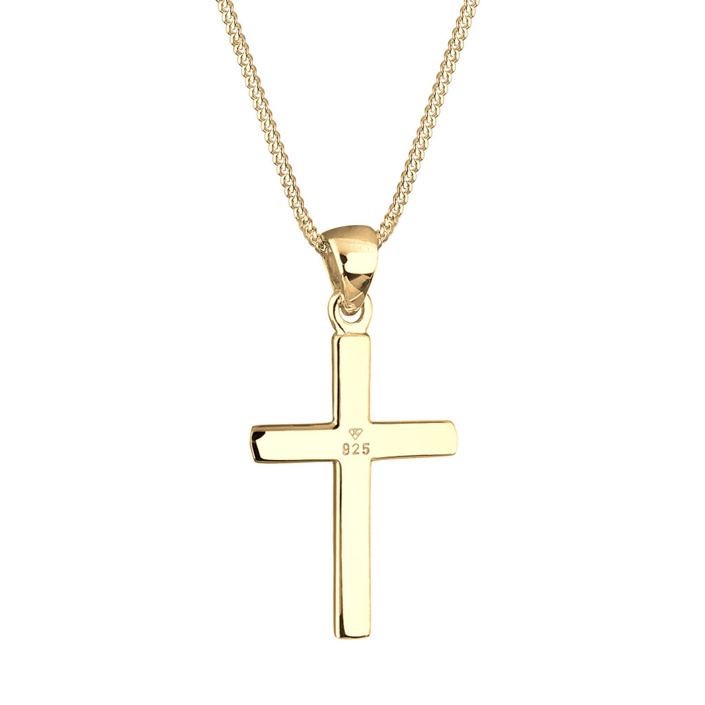 Gold - Elli | Halskette Kreuz Anhänger Basic | 925 Sterling Silber vergoldet