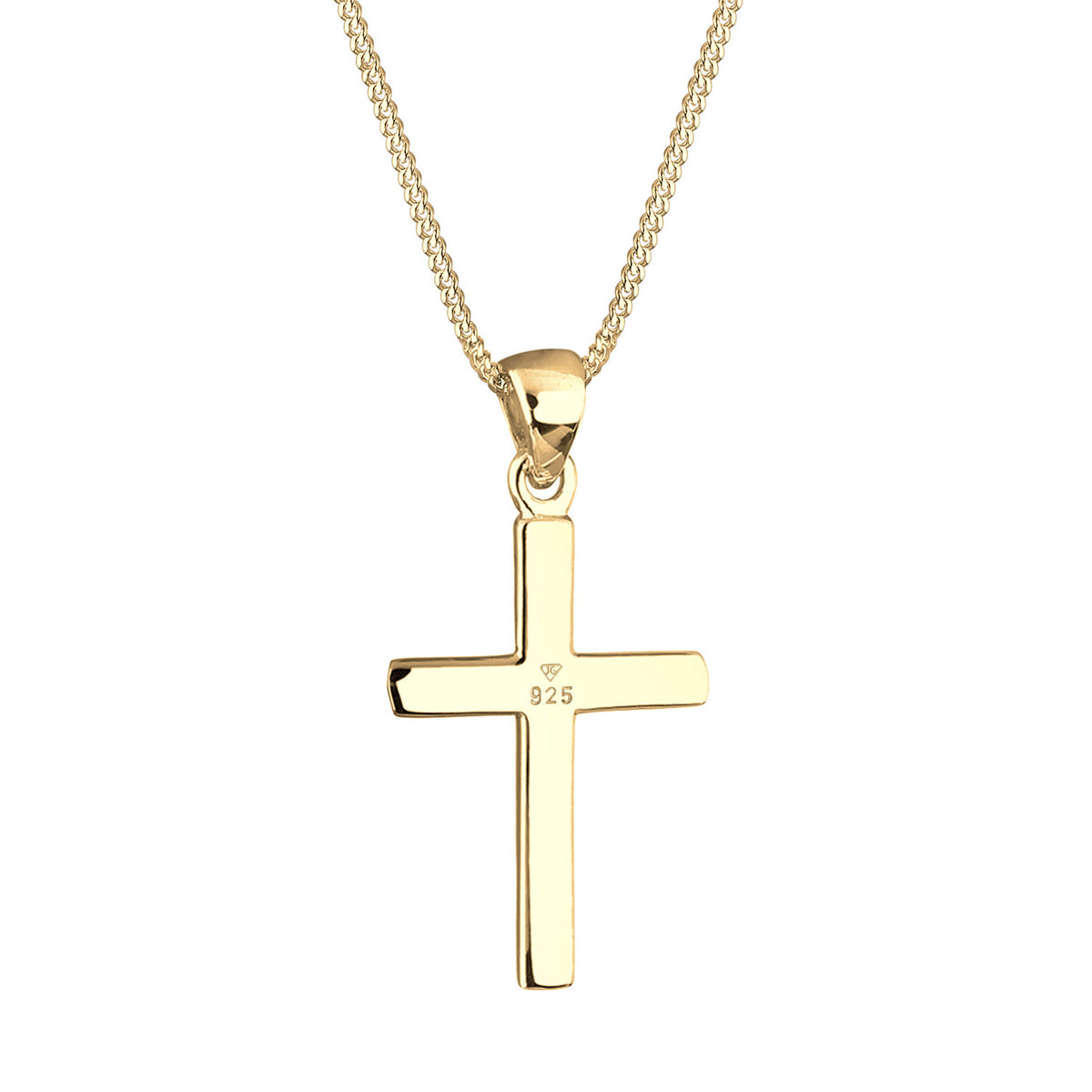 Gold - Elli | Halskette Kreuz Anhänger Basic | 925 Sterling Silber vergoldet