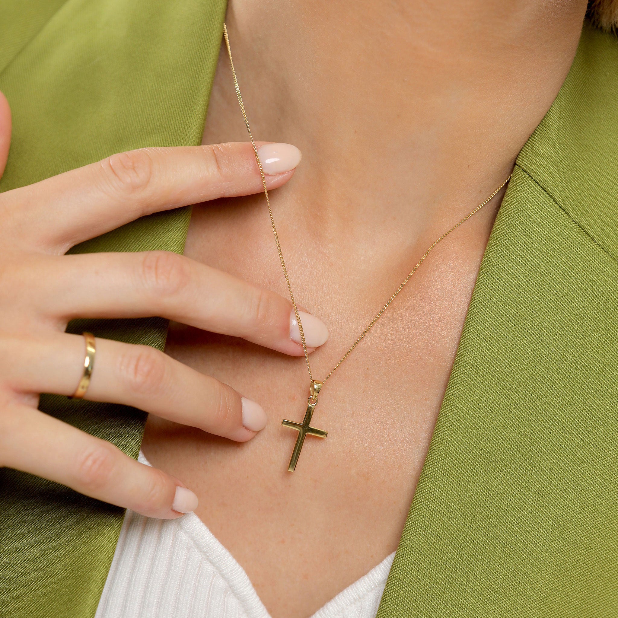 Gold - Elli | Halskette Kreuz Anhänger Basic | 925 Sterling Silber vergoldet