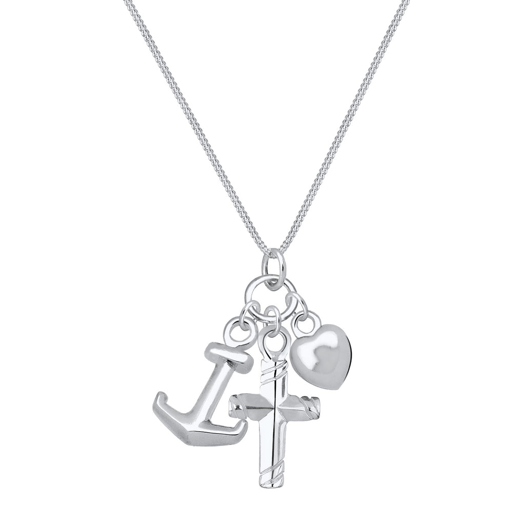 Silber - Elli | Halskette Anker Kreuz Herz | 925er Sterling Silber