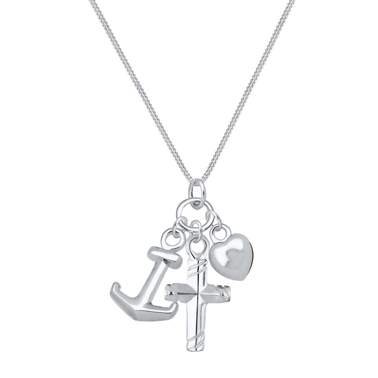 Silber - Elli | Halskette Anker Kreuz Herz | 925er Sterling Silber