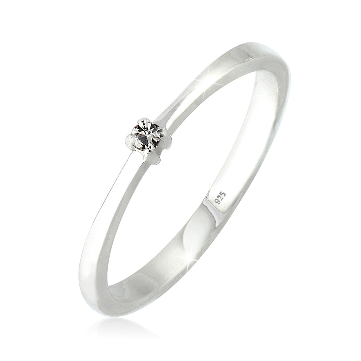 Grau - Elli | Solitär-Ring | Kristall ( Grau ) | 925er Sterling Silber