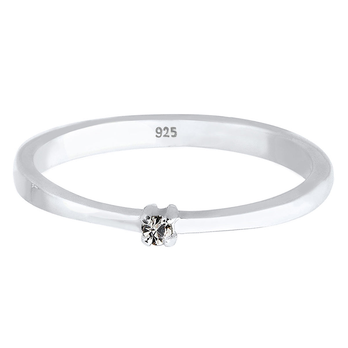Grau - Elli | Solitär-Ring | Kristall ( Grau ) | 925er Sterling Silber