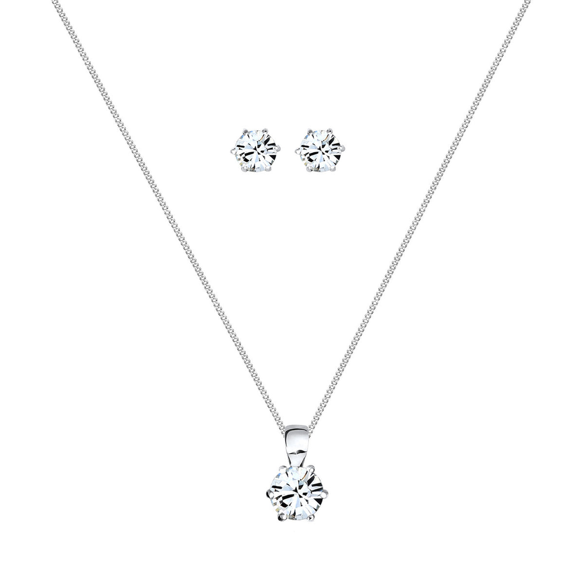 Weiß - Elli | Schmuckset Basic | Mit Kristallen von Swarovski® (Weiß) | 925er Sterling Silber