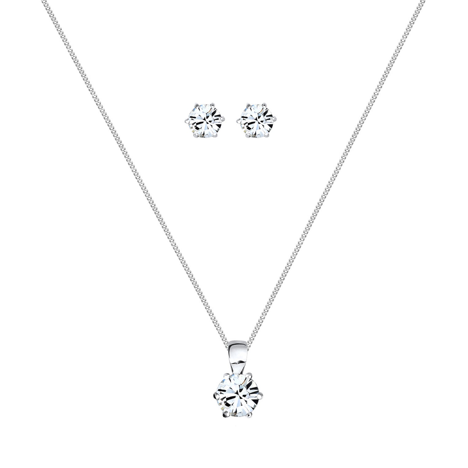 Weiß - Elli | Schmuckset Basic | Mit Kristallen von Swarovski® (Weiß) | 925er Sterling Silber