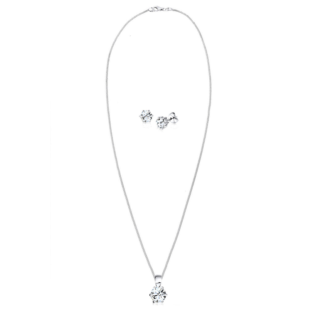 Weiß - Elli | Schmuckset Basic | Mit Kristallen von Swarovski® (Weiß) | 925er Sterling Silber