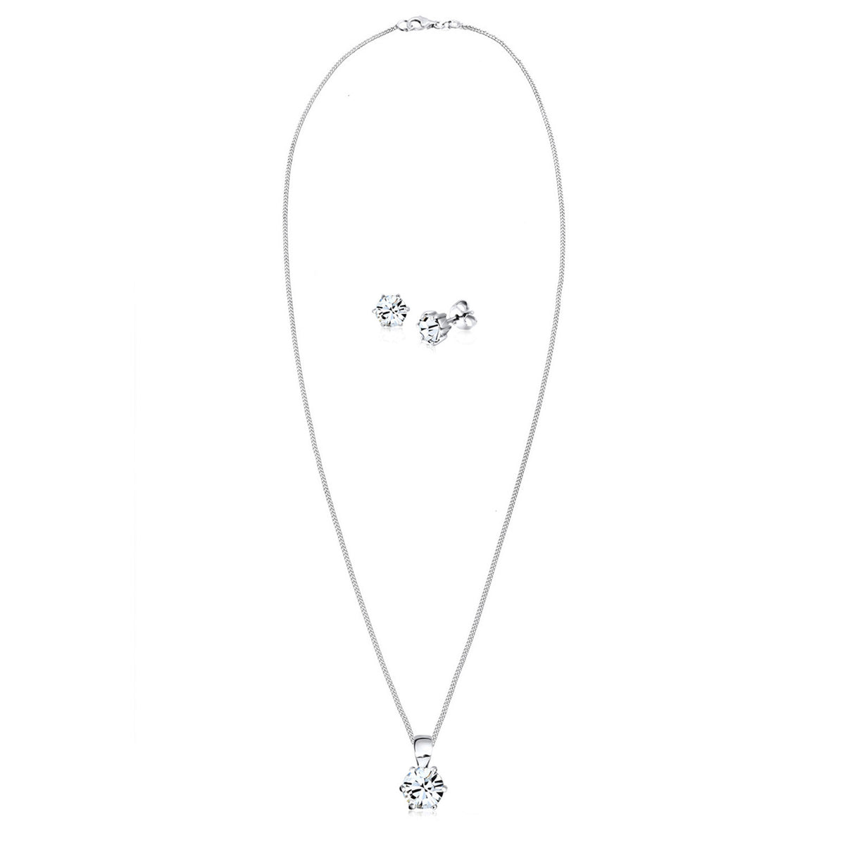 Weiß - Elli | Schmuckset Basic | Mit Kristallen von Swarovski® (Weiß) | 925er Sterling Silber