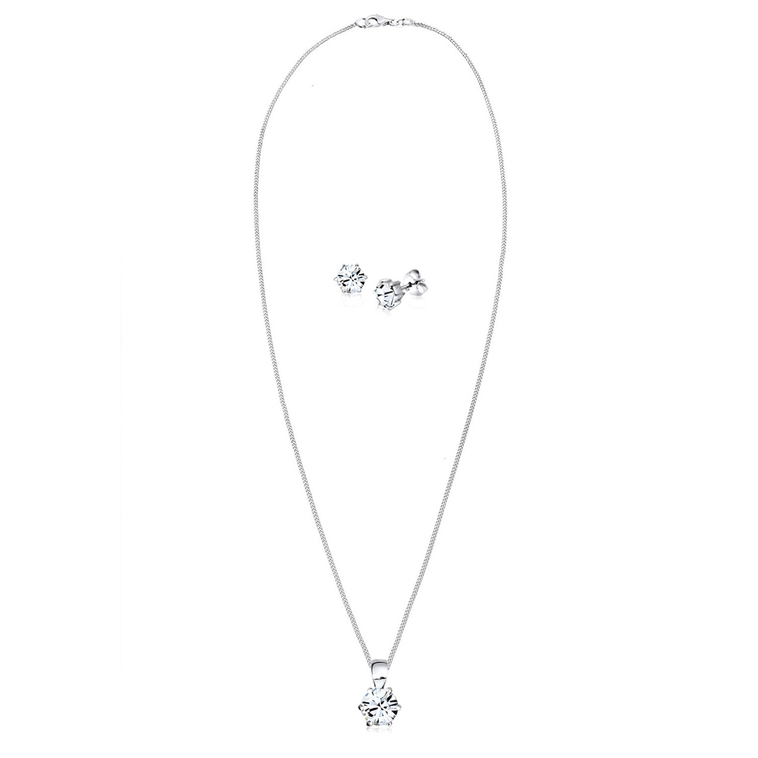 Weiß - Elli | Schmuckset Basic | Mit Kristallen von Swarovski® (Weiß) | 925er Sterling Silber