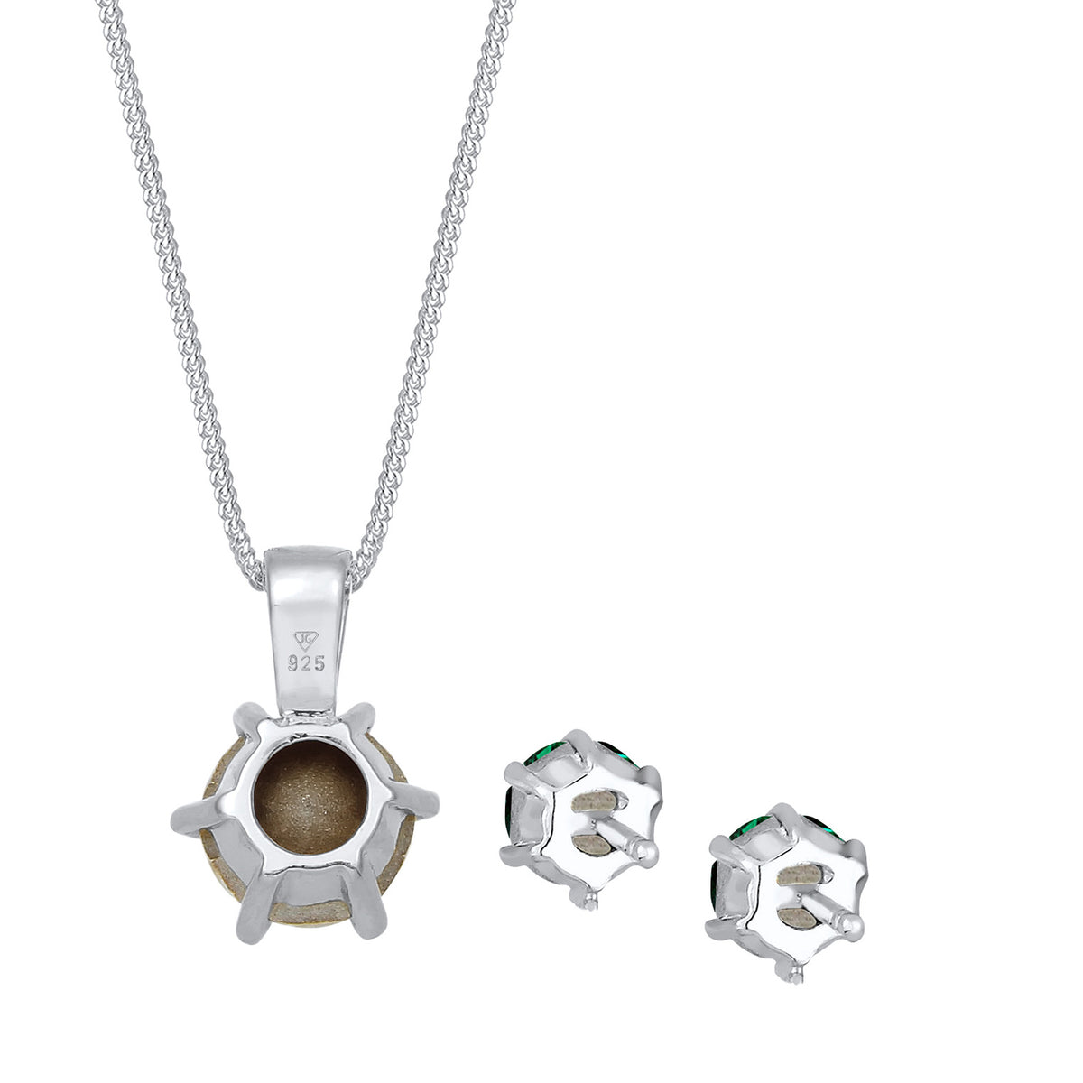 Grün - Elli | Schmuckset Solitär | Kristall (Grün) | 925er Sterling Silber